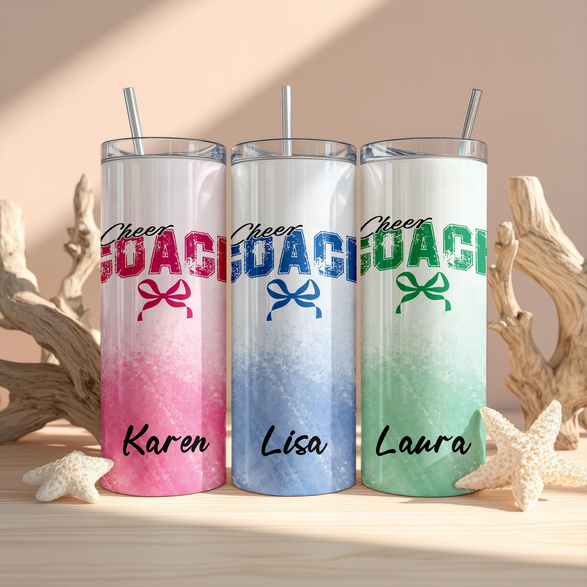 Custom Cheer Coach Tumbler, Personalized Bow Cheer Coach Tumbler, Personalized Gift For Coach