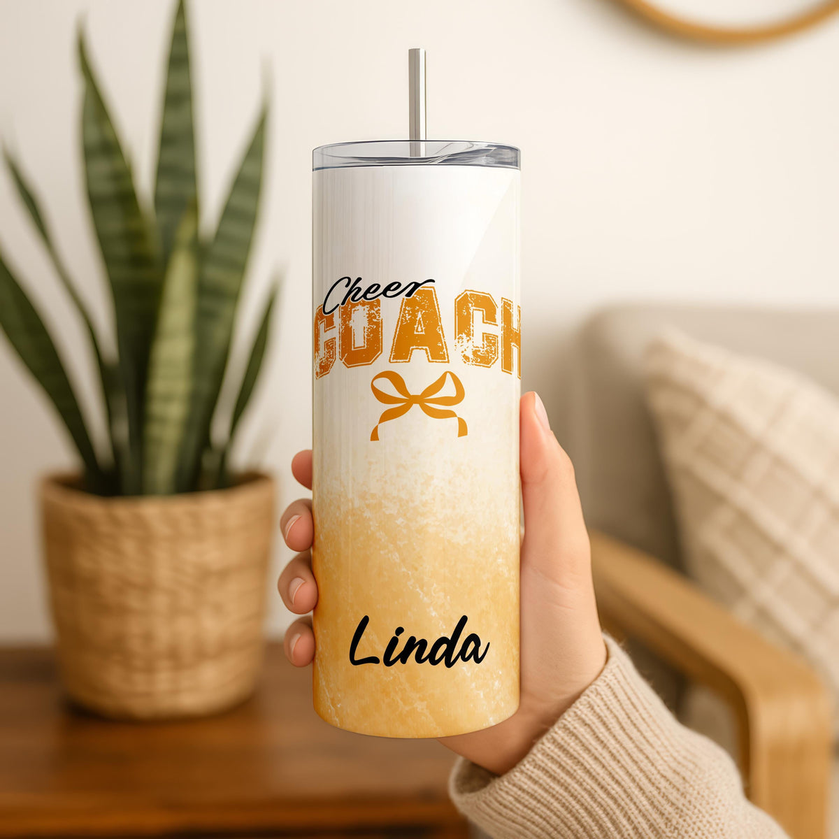 Custom Cheer Coach Tumbler, Personalized Bow Cheer Coach Tumbler, Personalized Gift For Coach
