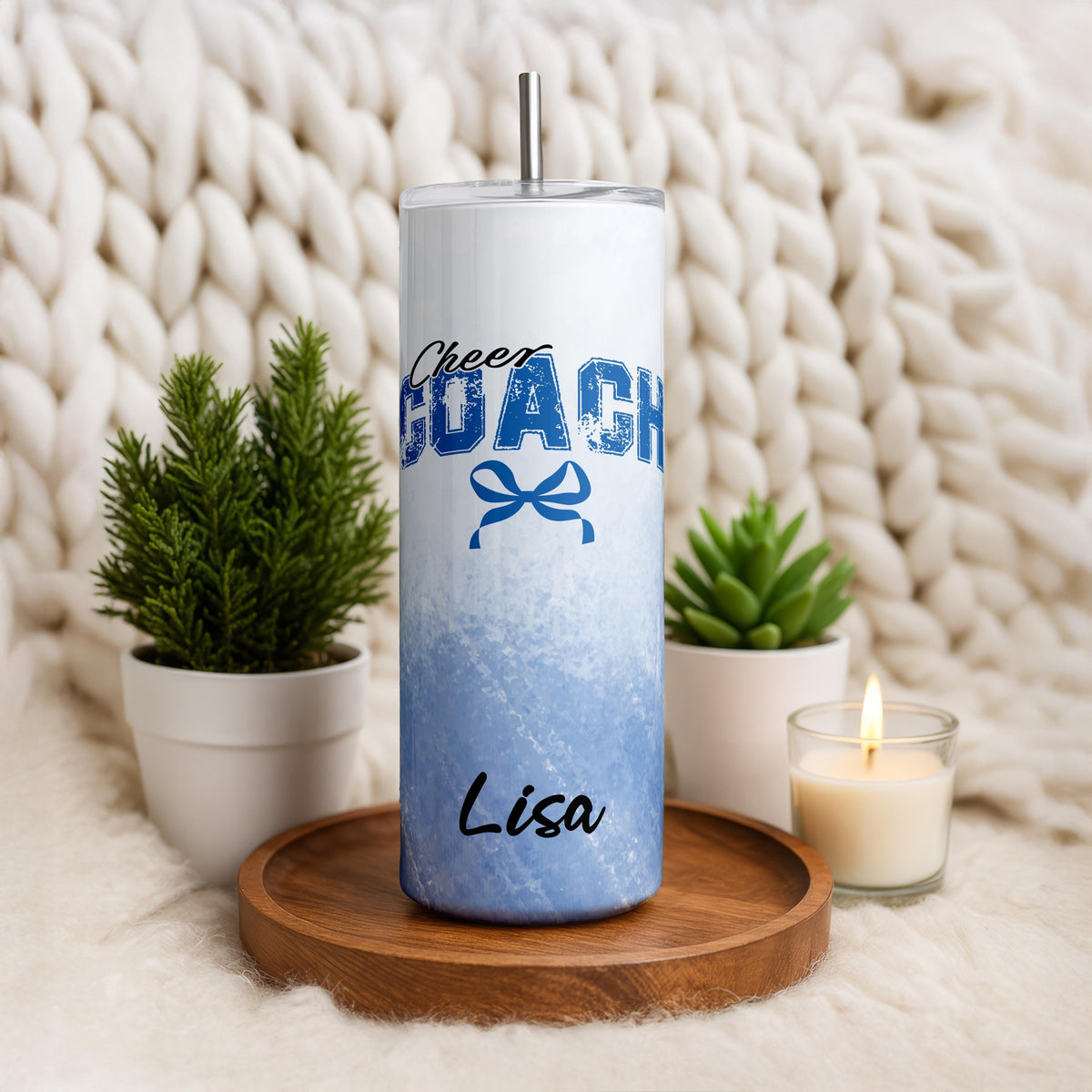 Custom Cheer Coach Tumbler, Personalized Bow Cheer Coach Tumbler, Personalized Gift For Coach