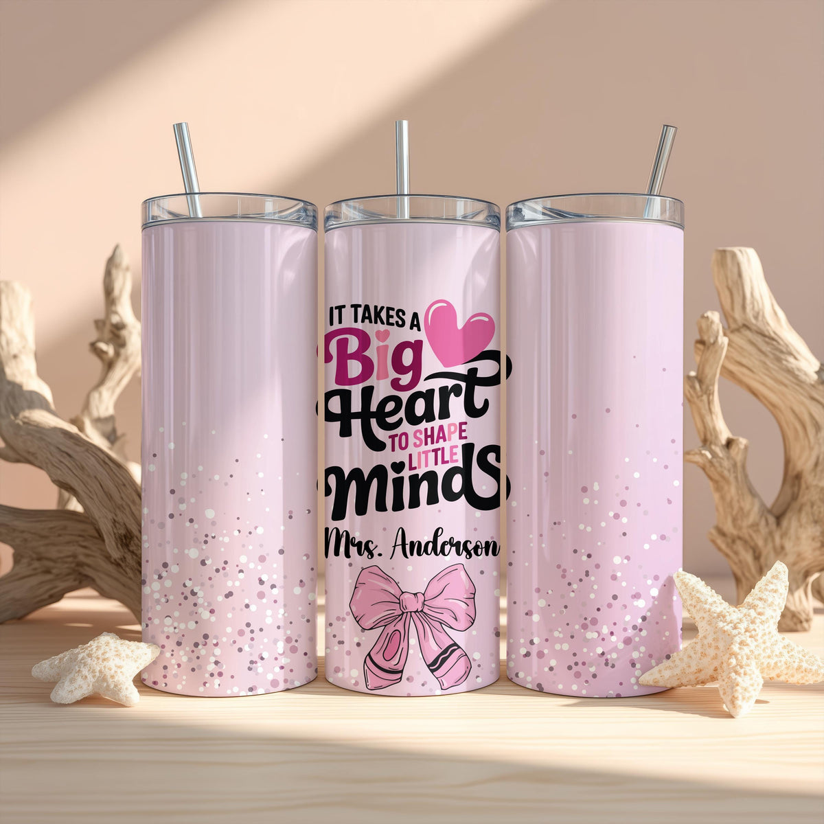 Custom It Takes A Big Heart To Shape Little Minds Tumbler, Personalized Teacher Tumbler