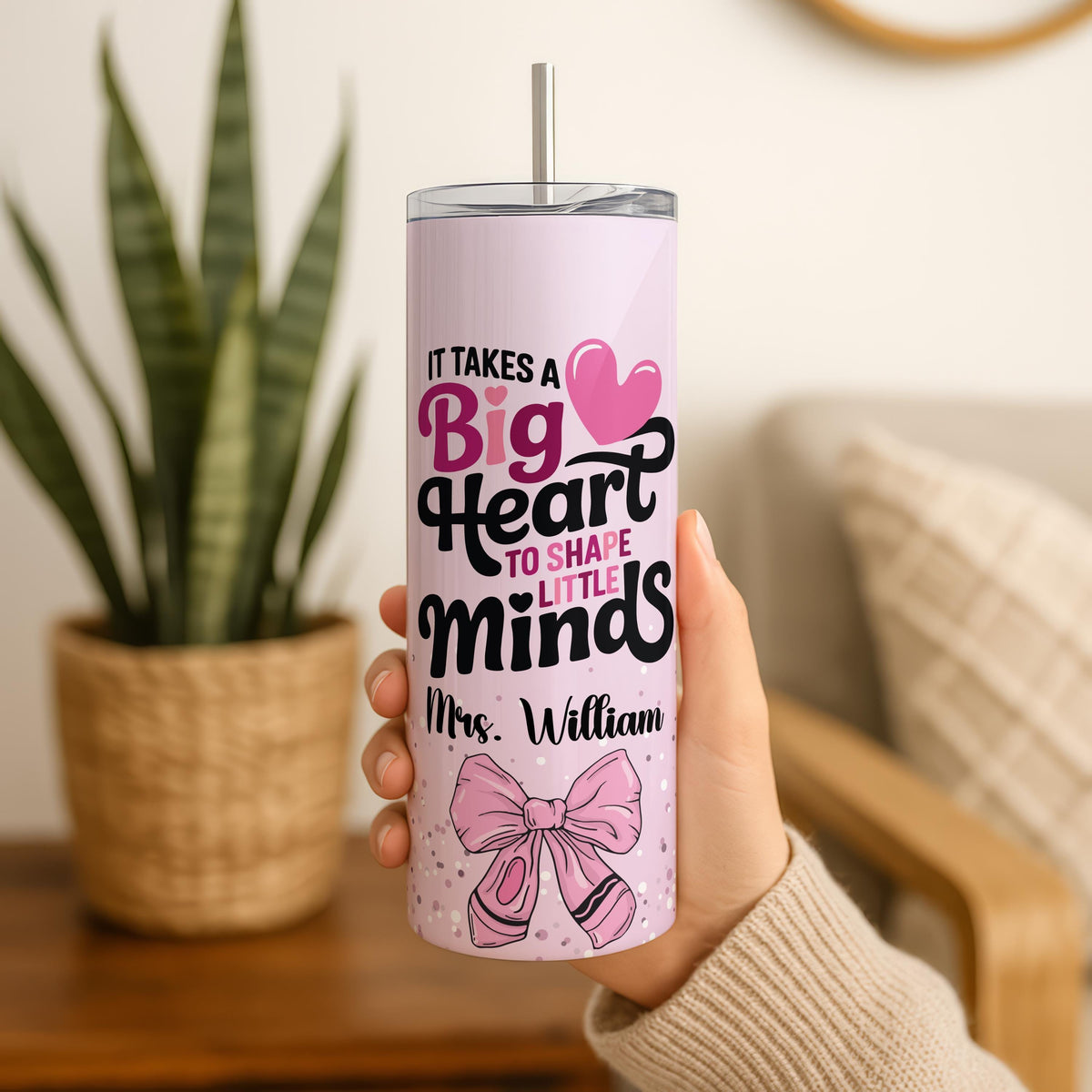 Custom It Takes A Big Heart To Shape Little Minds Tumbler, Personalized Teacher Tumbler