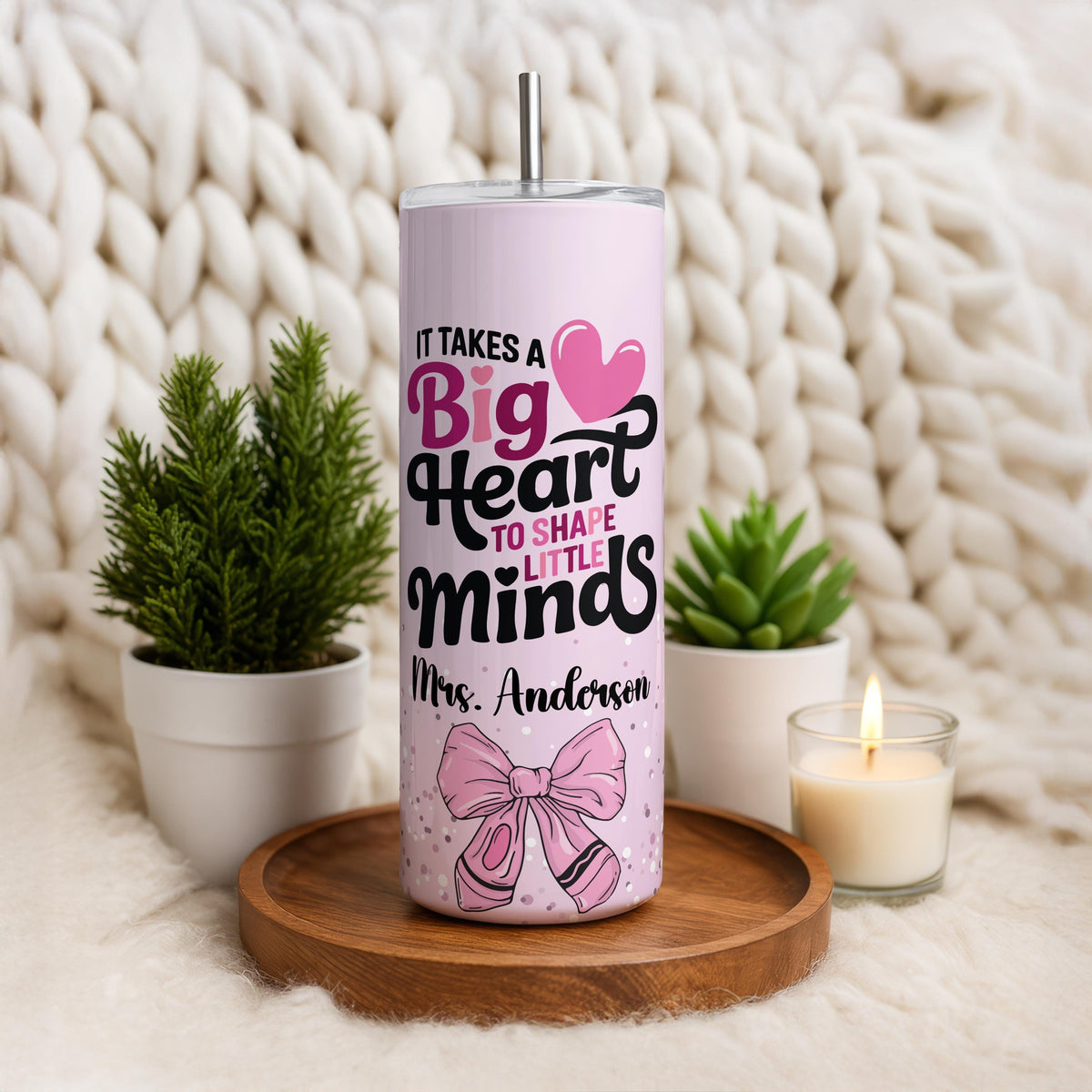 Custom It Takes A Big Heart To Shape Little Minds Tumbler, Personalized Teacher Tumbler