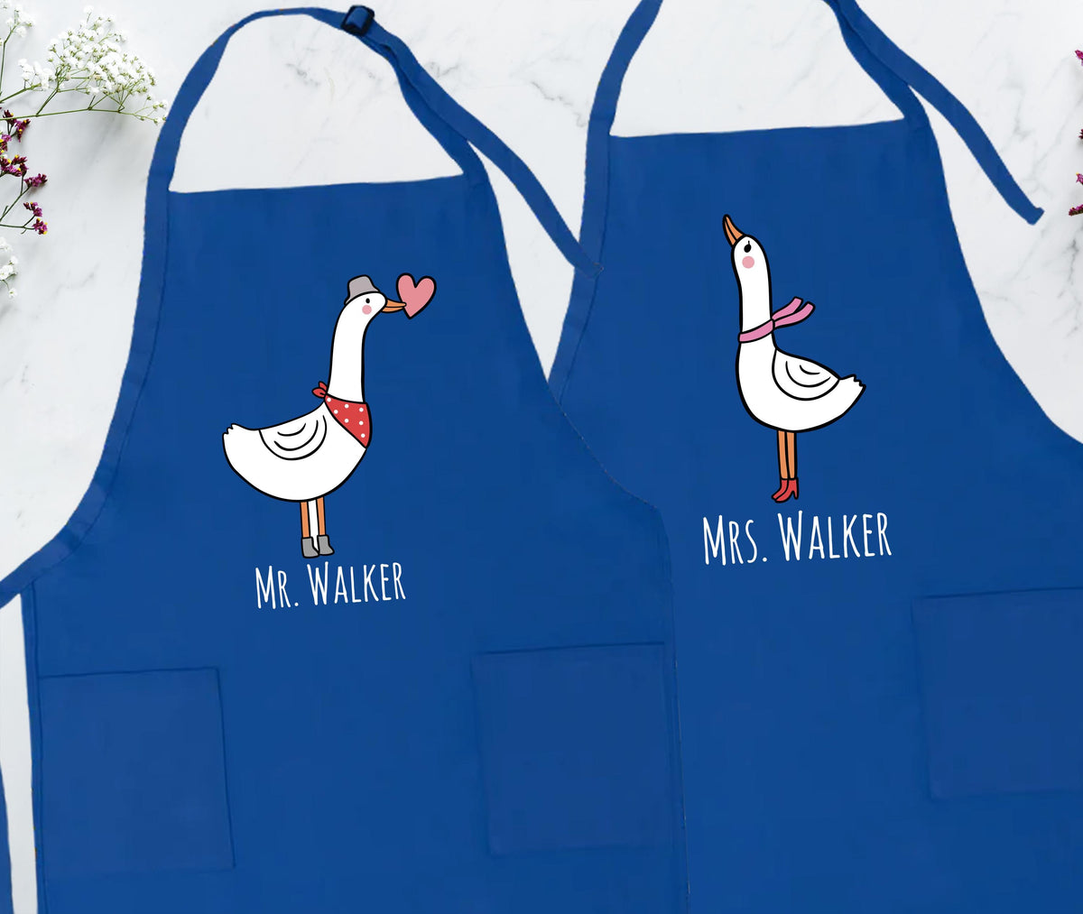 Personalized Couple Matching Aprons, Funny Goose Valentine's Day Apron, Chef Apron Gift for Lovers