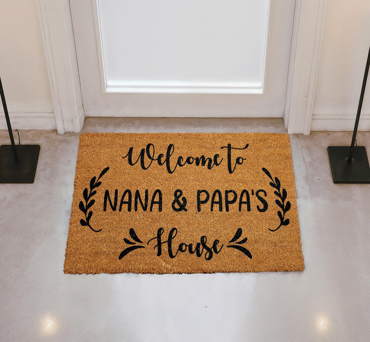 Welcome to Nana & Papa’s House Doormat, Personalized Grandparents Door Mat