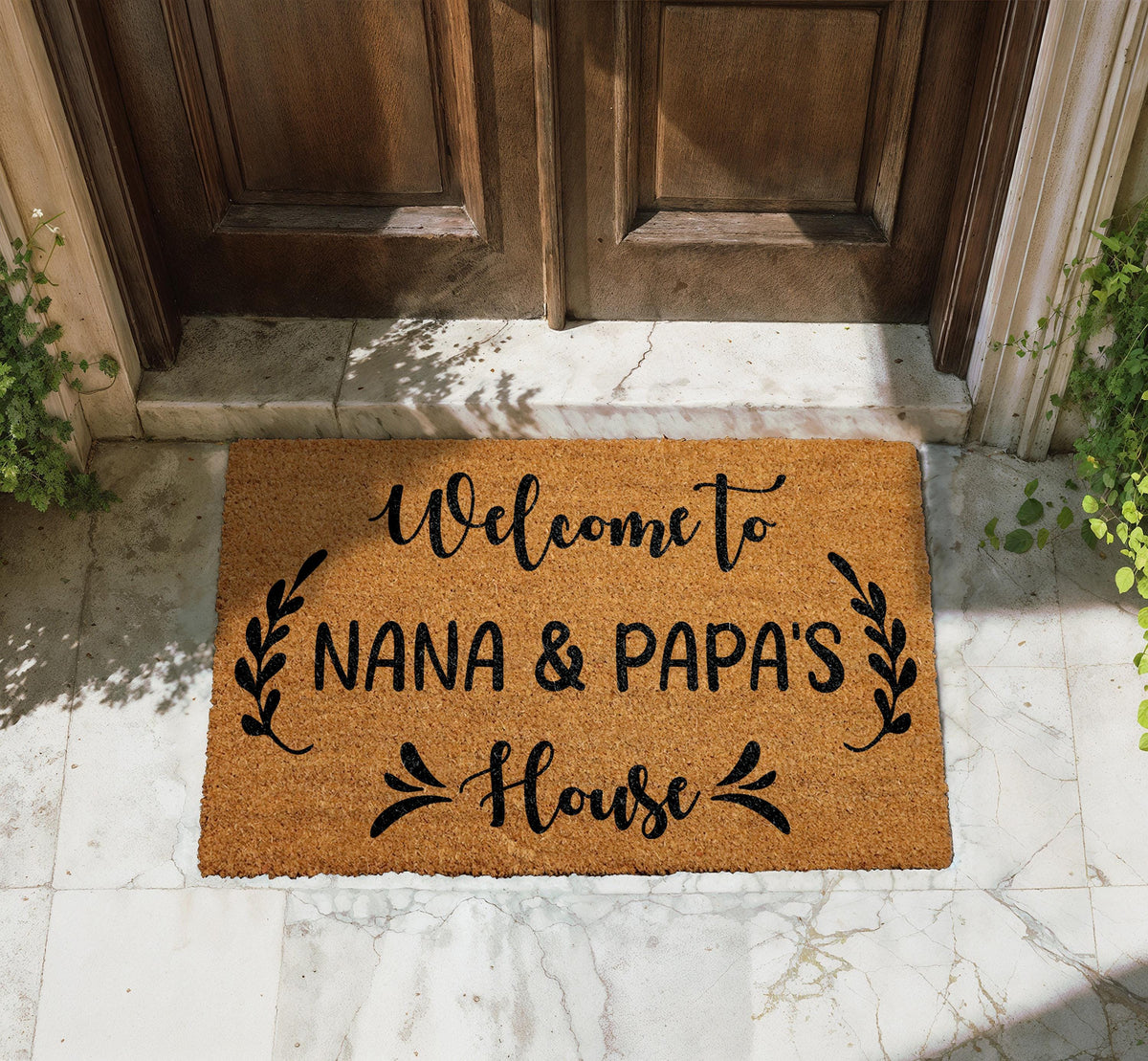 Welcome to Nana & Papa’s House Doormat, Personalized Grandparents Door Mat