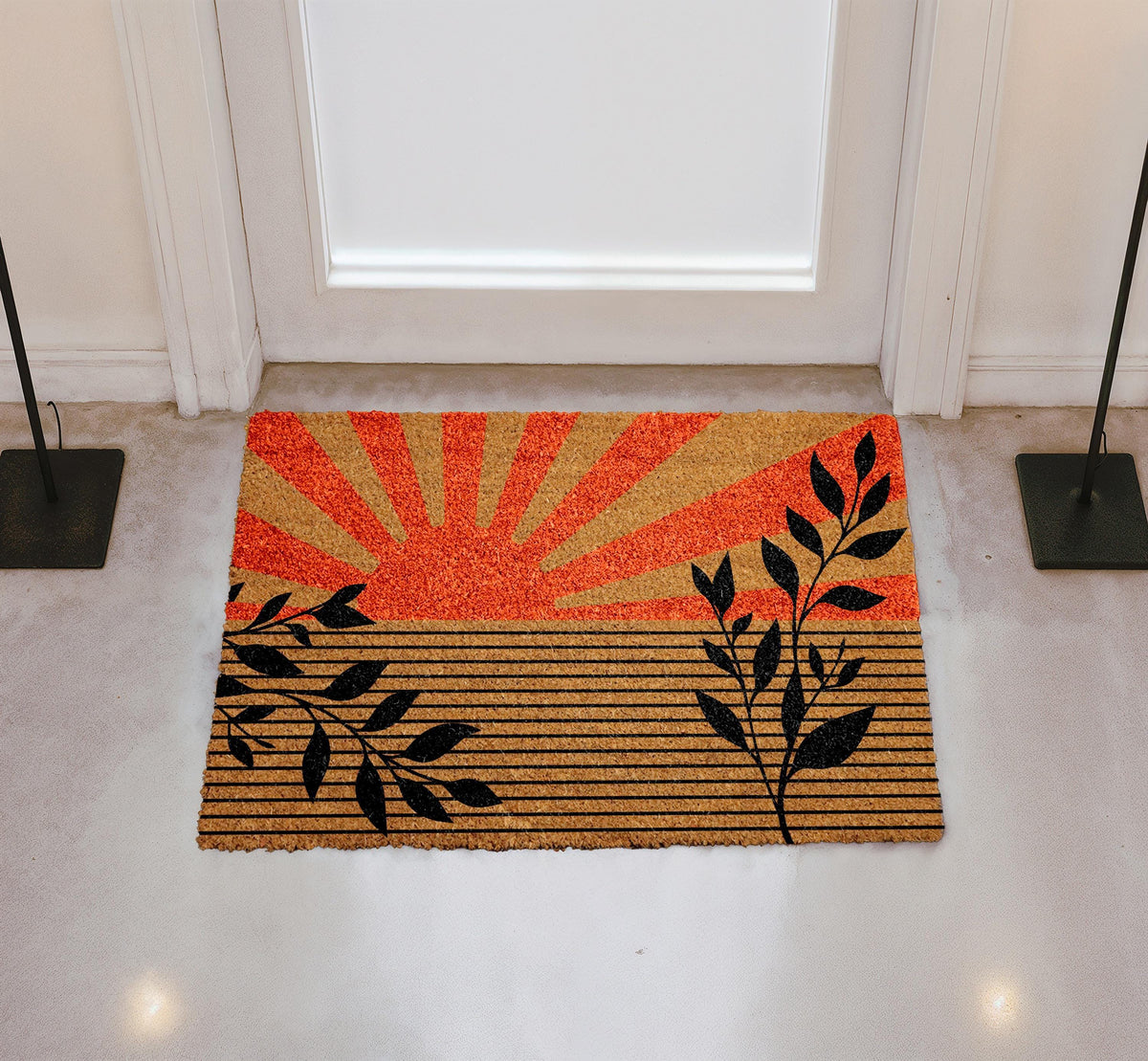 Retro Summer Vibes Doormat, Boho Sunset Welcome Mat, Modern Front Door Decor, Sunrise Entry Rug