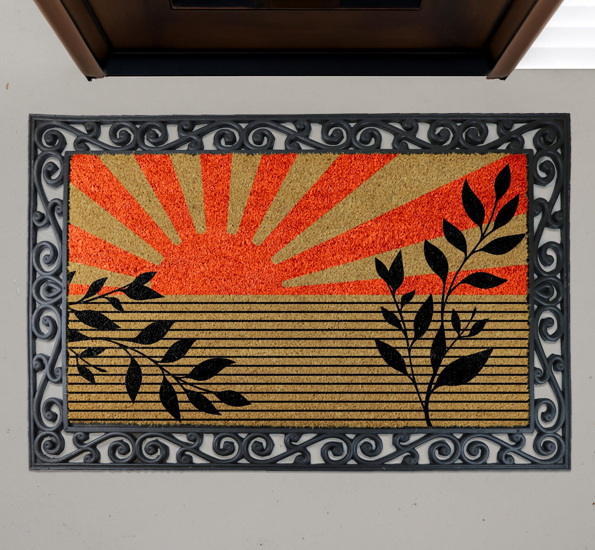 Retro Summer Vibes Doormat, Boho Sunset Welcome Mat, Modern Front Door Decor, Sunrise Entry Rug