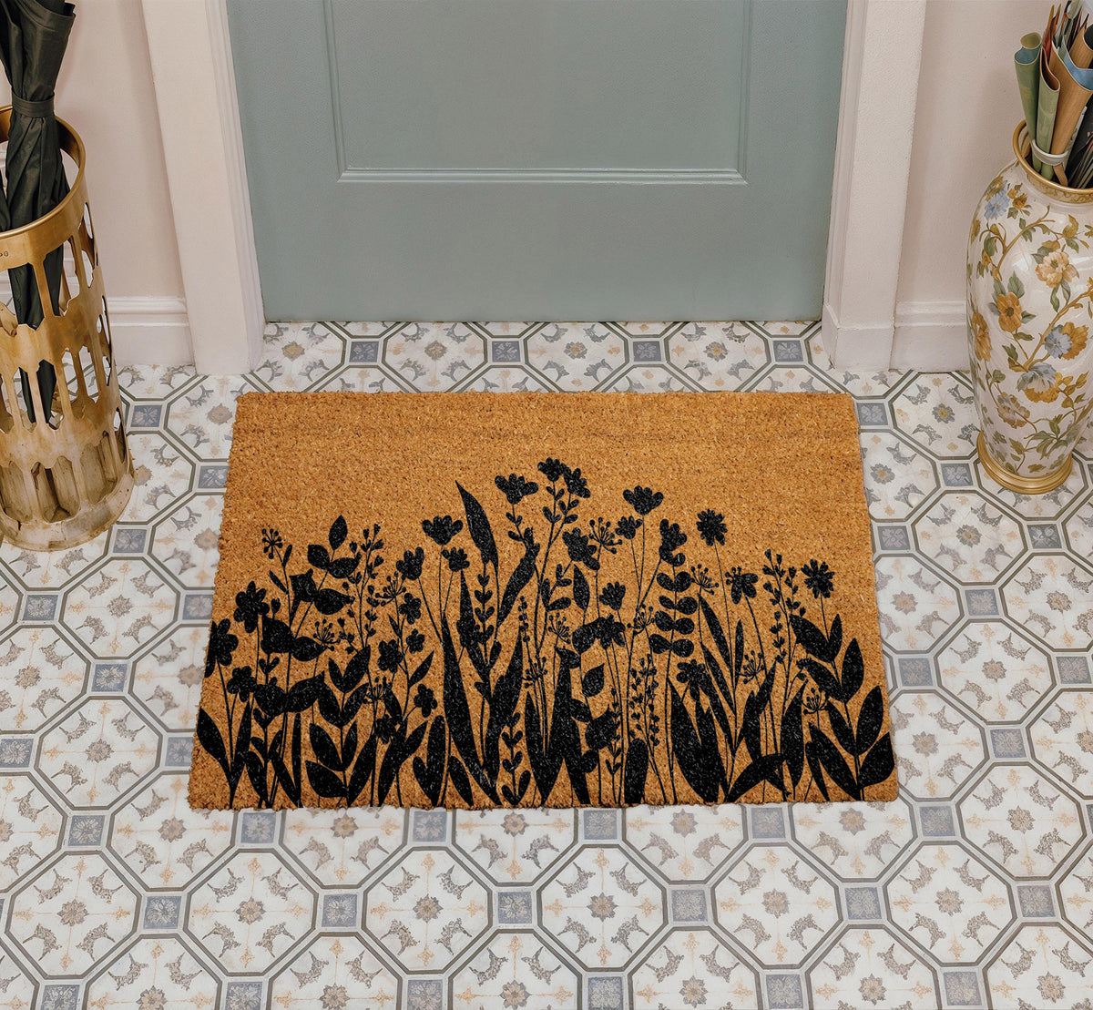 Wildflowers Doormat, Floral Decor Flowers Door Mat, Spring Floral Entryway Mat