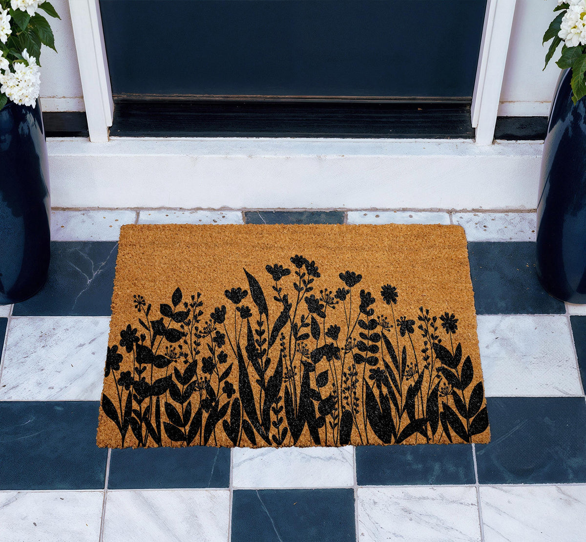 Wildflowers Doormat, Floral Decor Flowers Door Mat, Spring Floral Entryway Mat