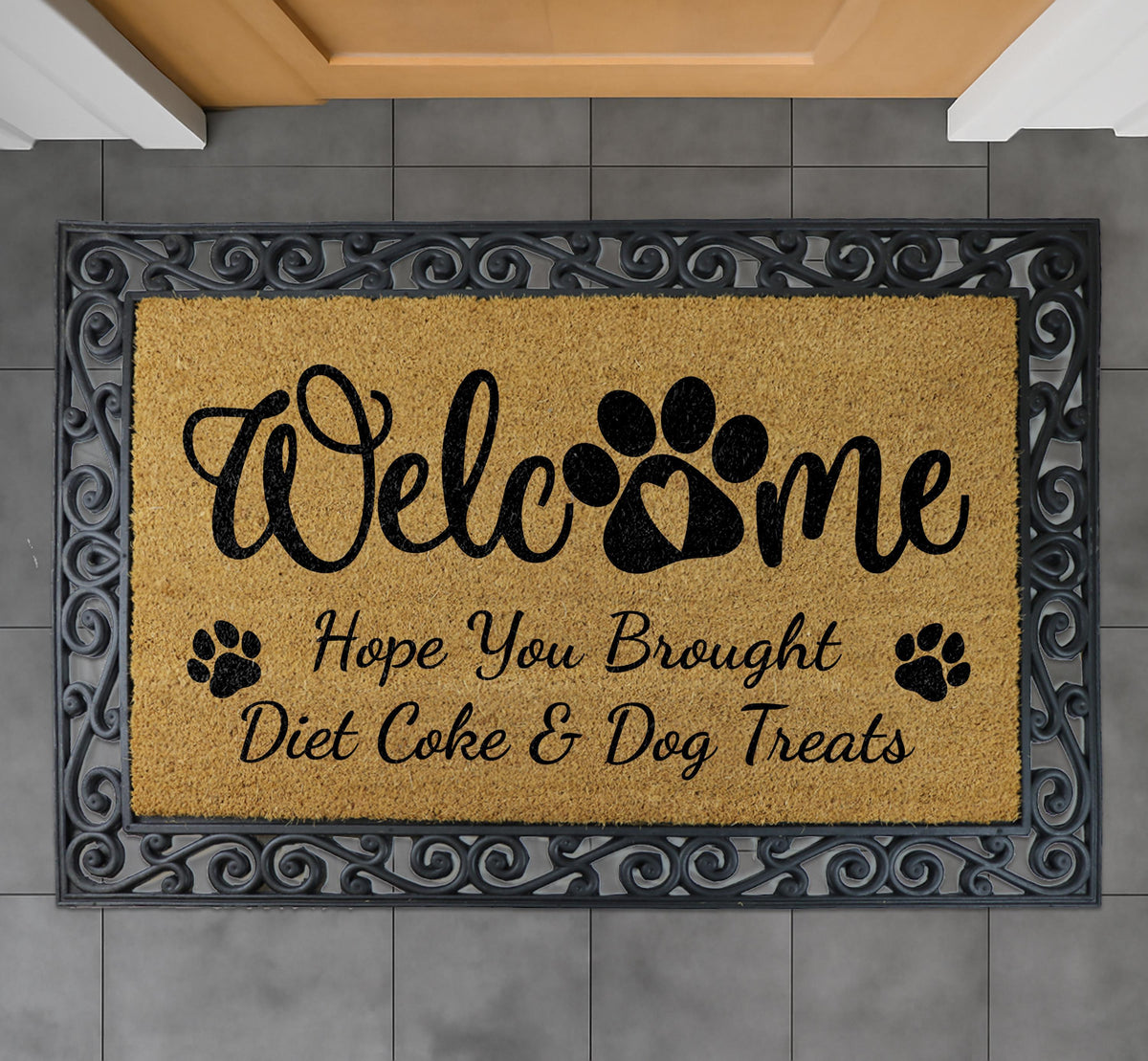 Hope You Brought Diet Coke Dog Treats Welcome Doormat, Funny Dog Welcome Mat, Dog Owner Gift