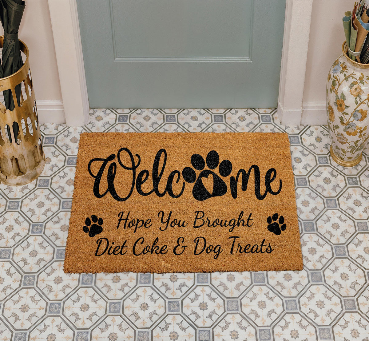 Hope You Brought Diet Coke Dog Treats Welcome Doormat, Funny Dog Welcome Mat, Dog Owner Gift