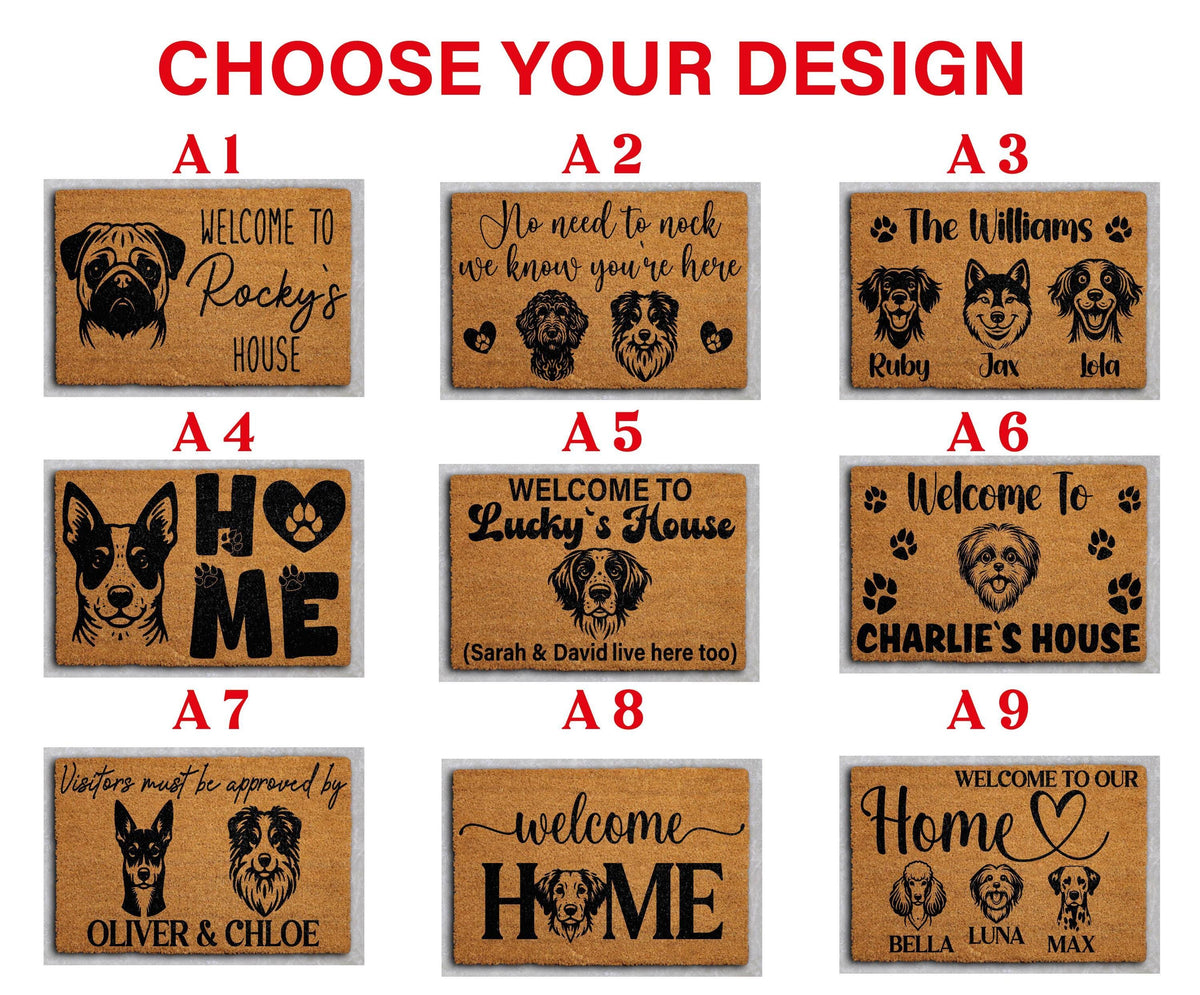 Customizable Design & Dog Portrait Doormat, Personalized Pet Welcome Mat