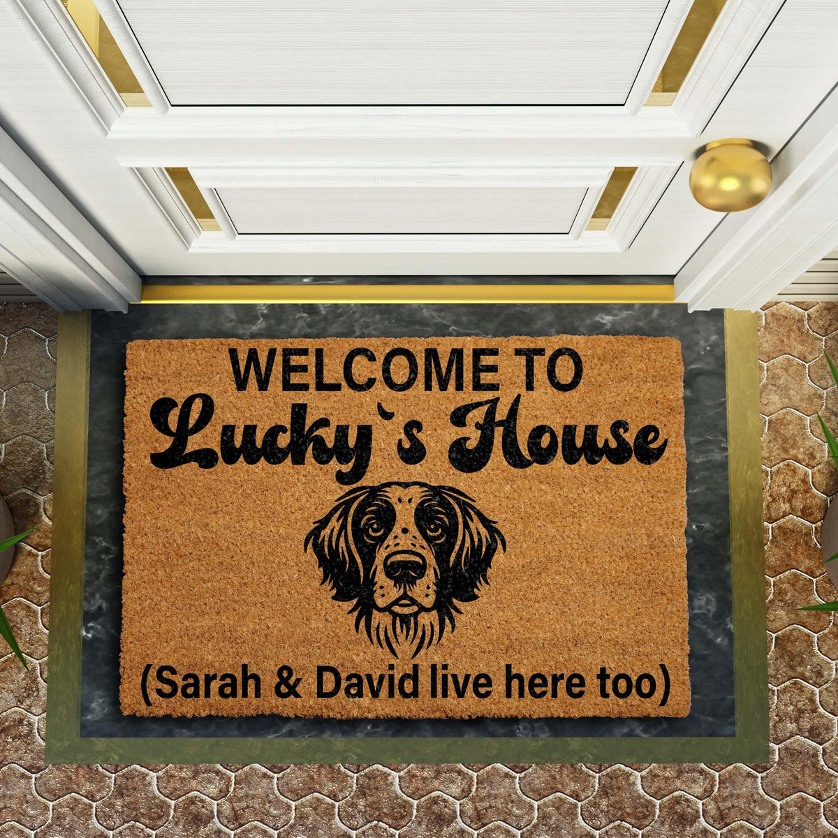 Customizable Design & Dog Portrait Doormat, Personalized Pet Welcome Mat