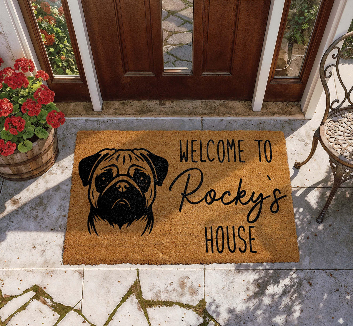 Customizable Design & Dog Portrait Doormat, Personalized Pet Welcome Mat