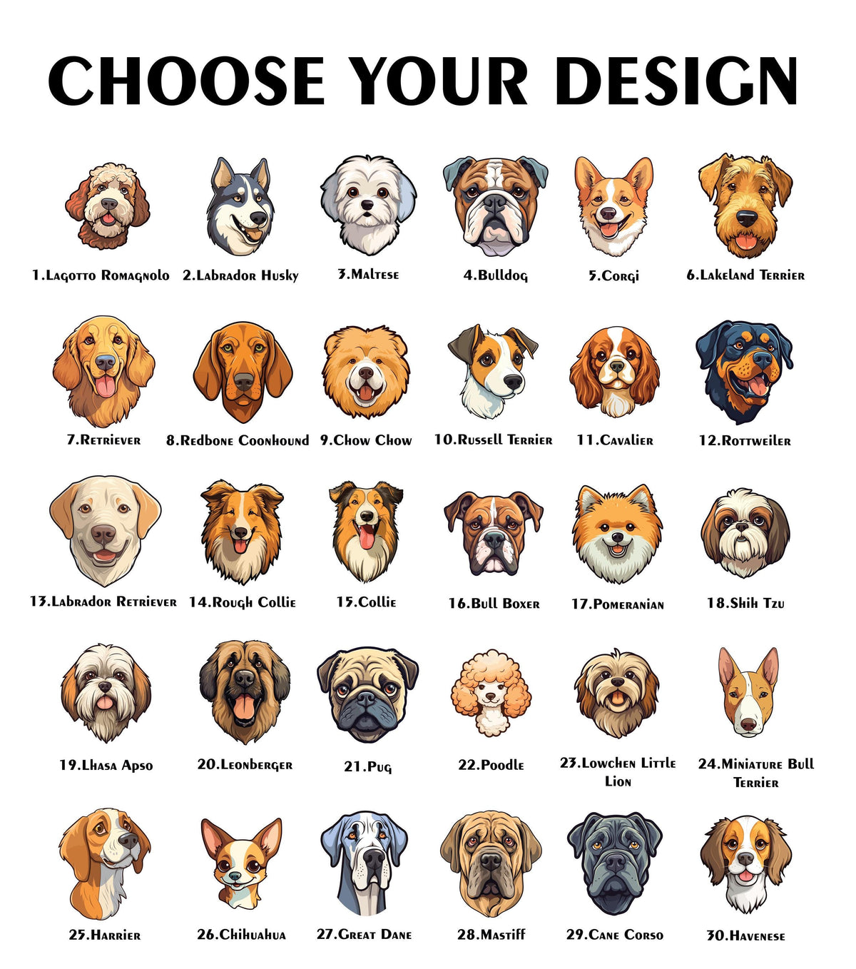 Personalized Dogs Breed Illustration Welcome Mat, Custom Name Dog Family Doormat