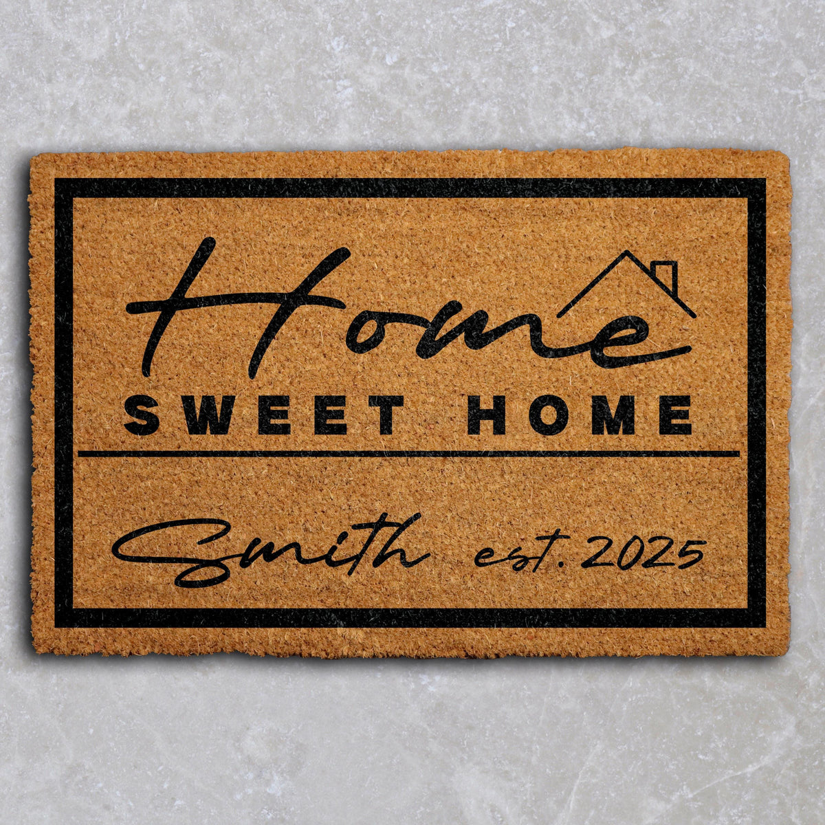 Personalized Home Sweet Home Doormat, Custom Family Name & Est Year Coir Welcome Mat