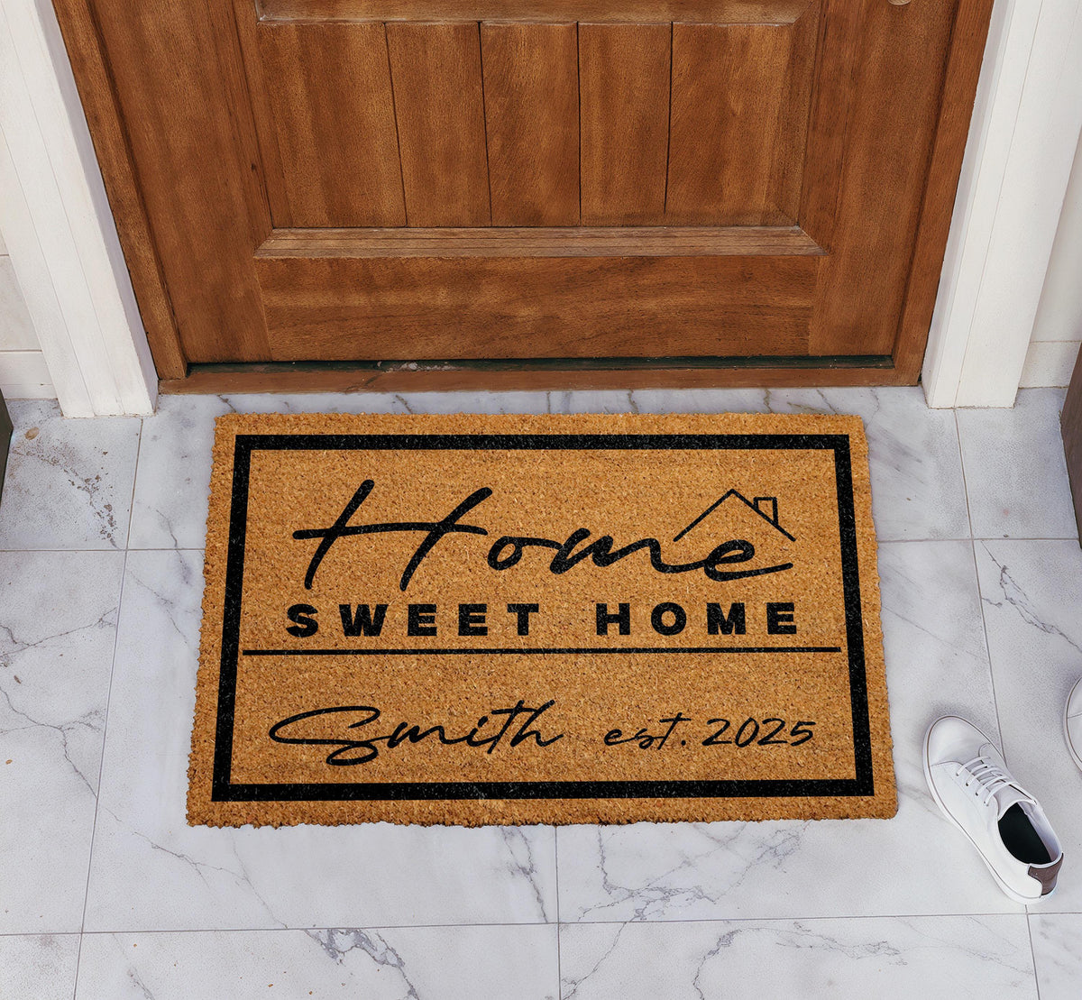 Personalized Home Sweet Home Doormat, Custom Family Name & Est Year Coir Welcome Mat