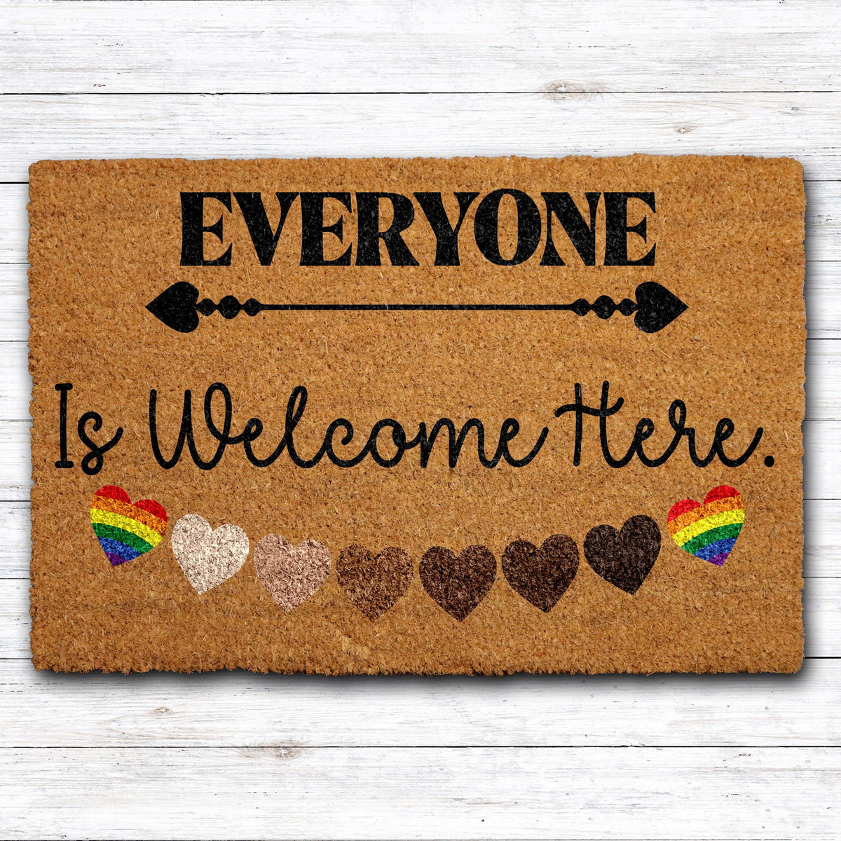 Everyone Is Welcome Here Doormat, LGBTQ+ Love Wins Welcome Mat