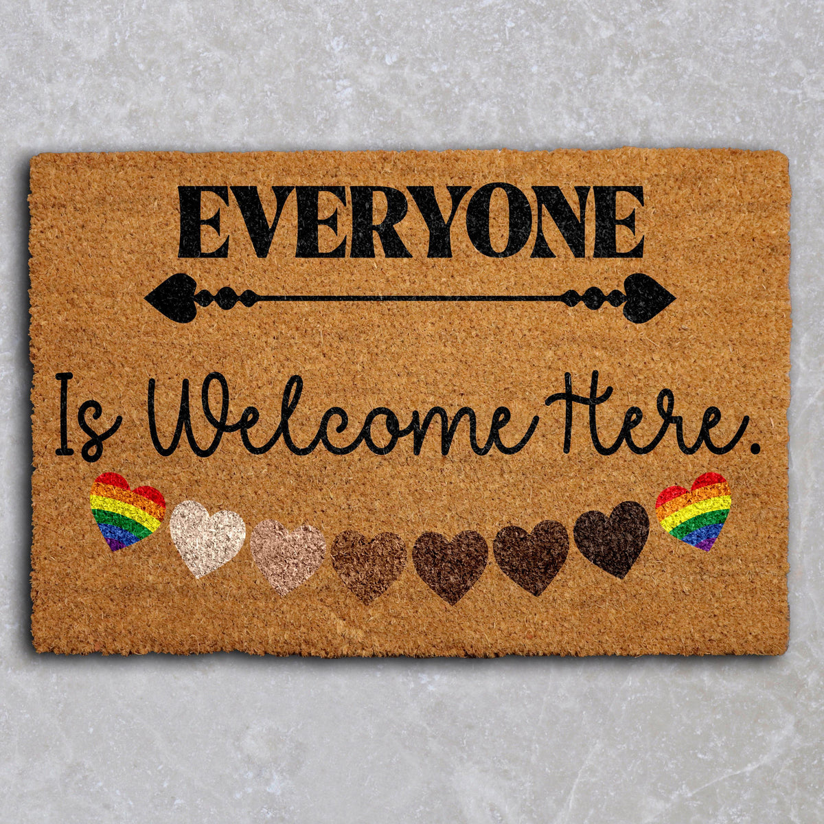 Everyone Is Welcome Here Doormat, LGBTQ+ Love Wins Welcome Mat
