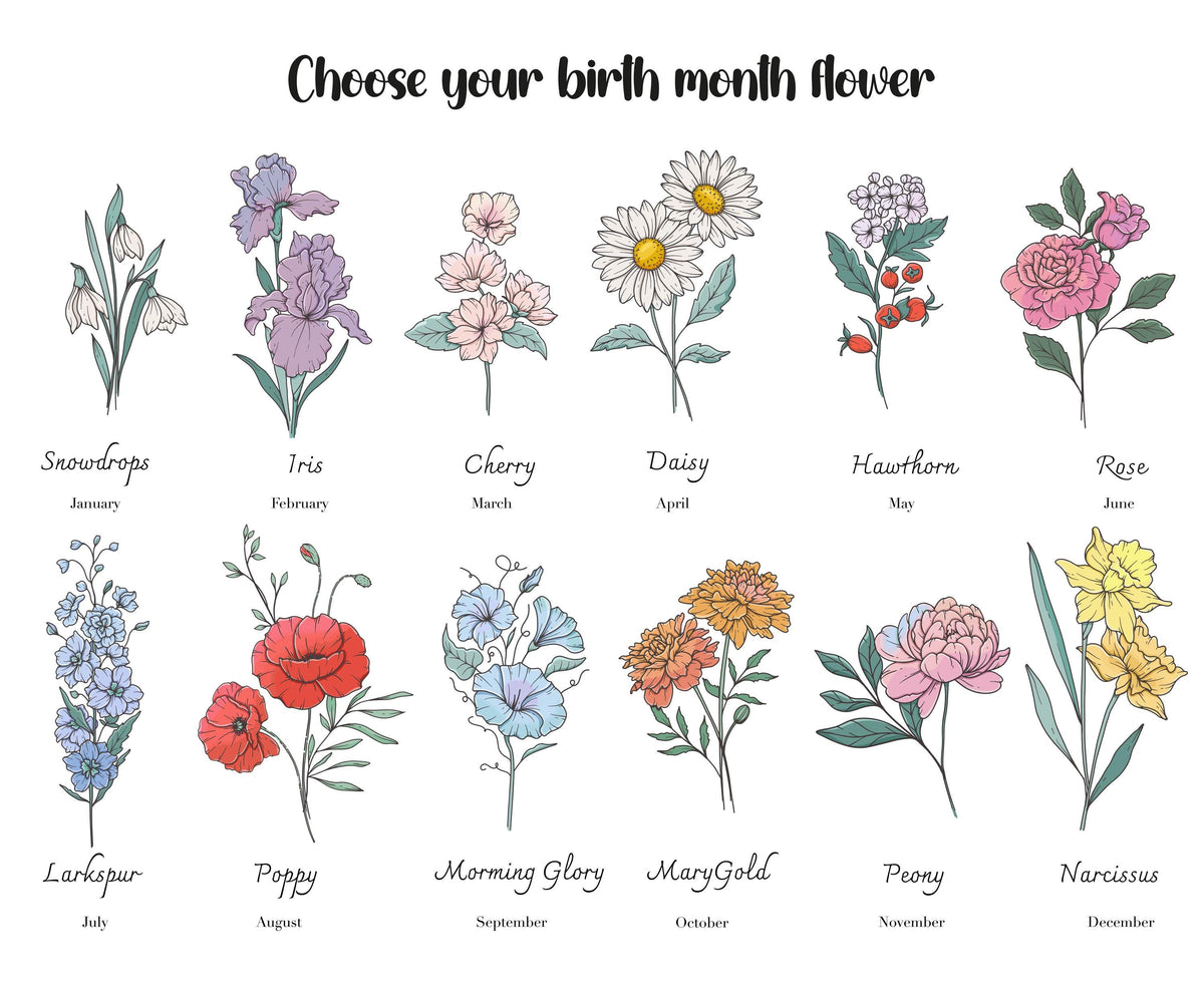 Customizable Birth Month Flower Design Glass Cup, Floral Name Can Glass Tumbler