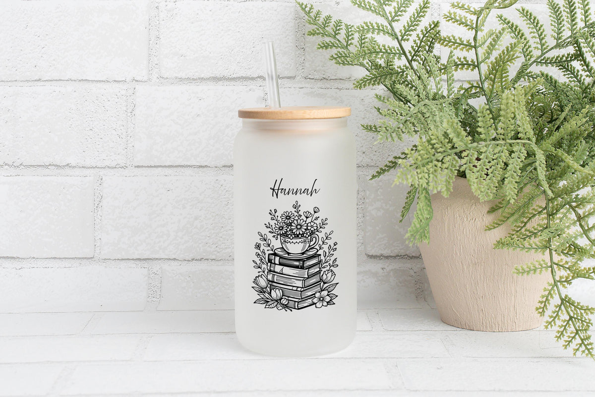 Personalized Books And Flowers Tumbler, Custom Book And Flower Lovers Cup