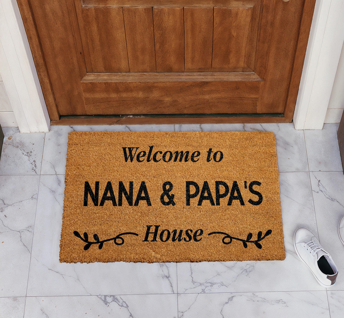 Welcome To Nana & Papa's House Doormat, Grandparents Home Coir Welcome Mat