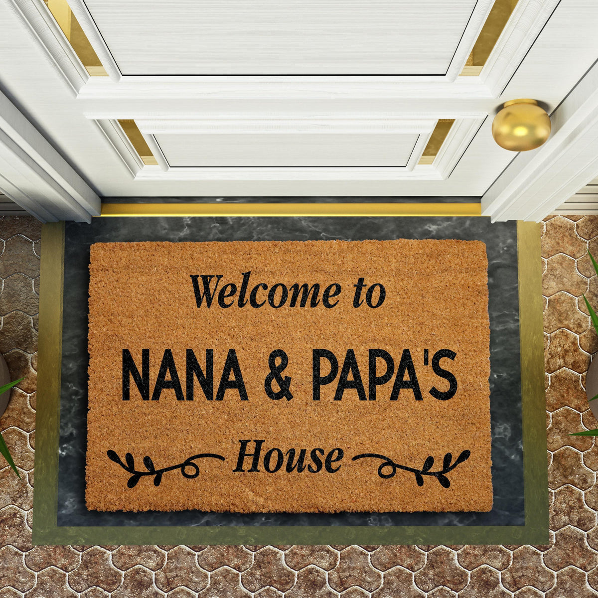 Welcome To Nana & Papa's House Doormat, Grandparents Home Coir Welcome Mat
