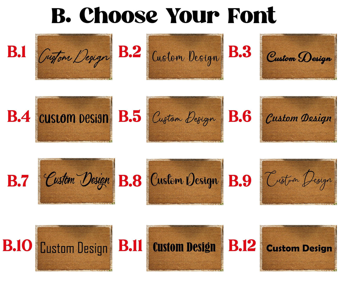 Customizable Frame and Font Design Doormat, Personalized Text Welcome Mat