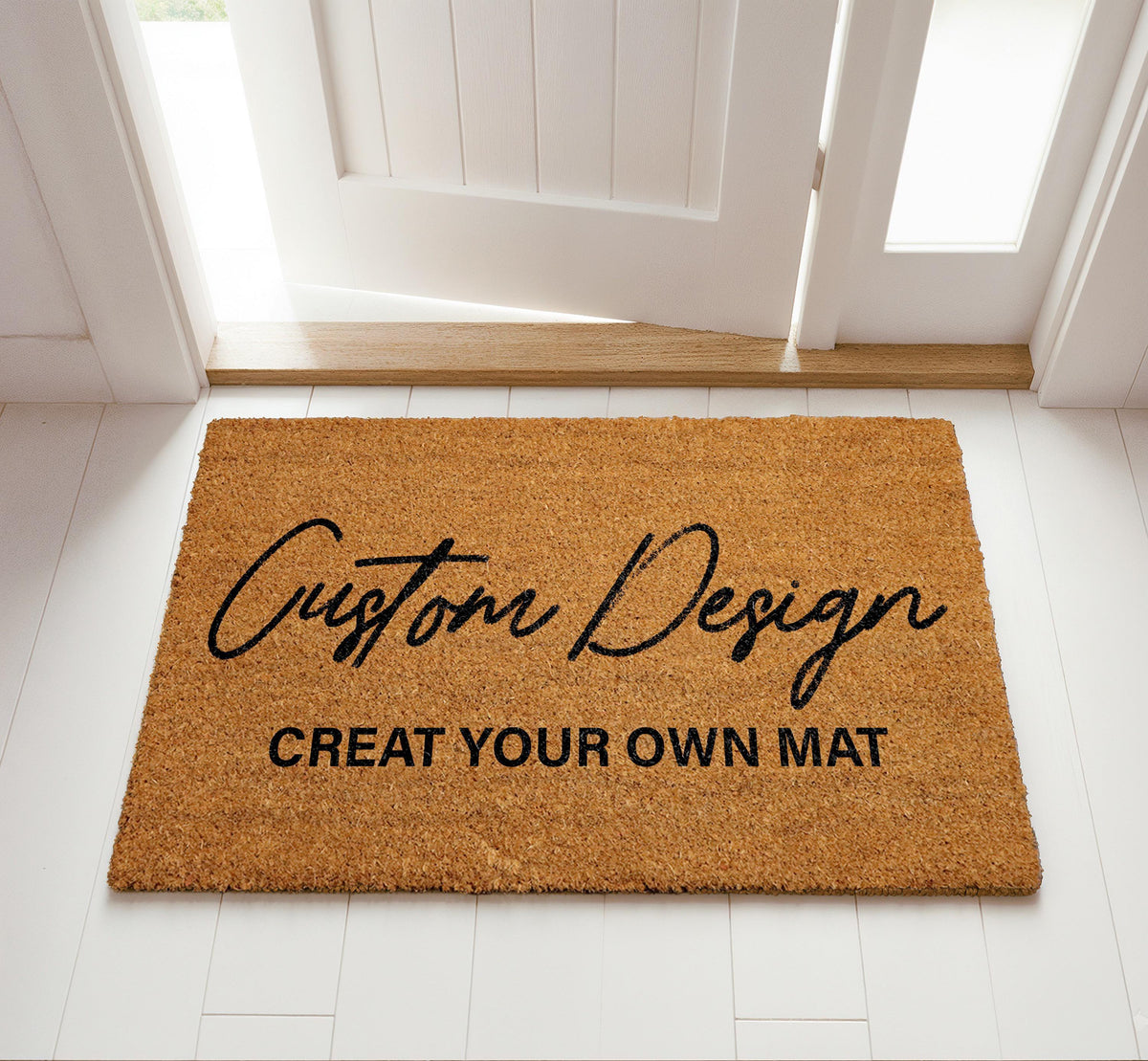 Customizable Frame and Font Design Doormat, Personalized Text Welcome Mat