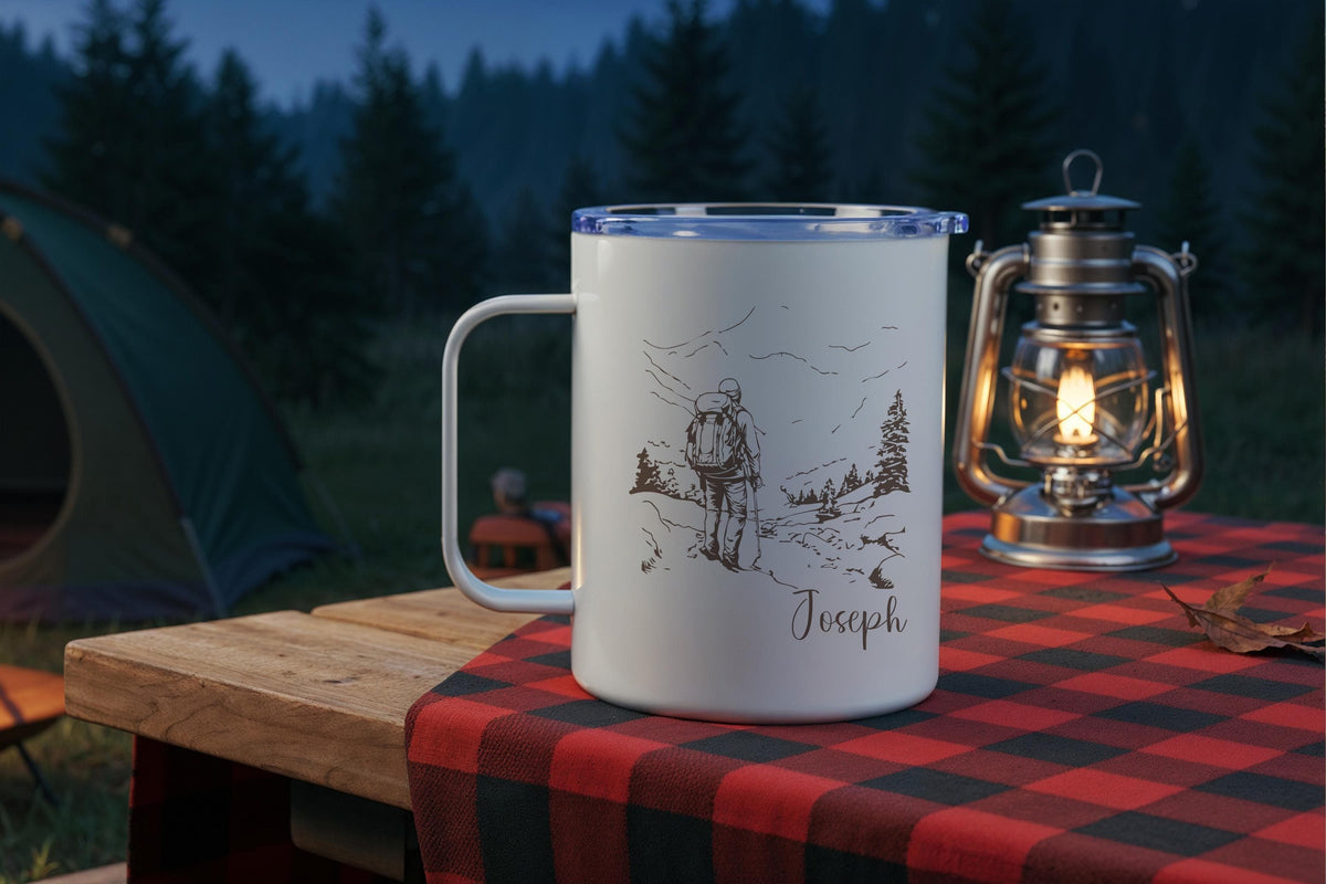 Personalized Hiking Mug, Custom Name Hiking Coffee Mug, Nature Lover Gift Adventure Cup