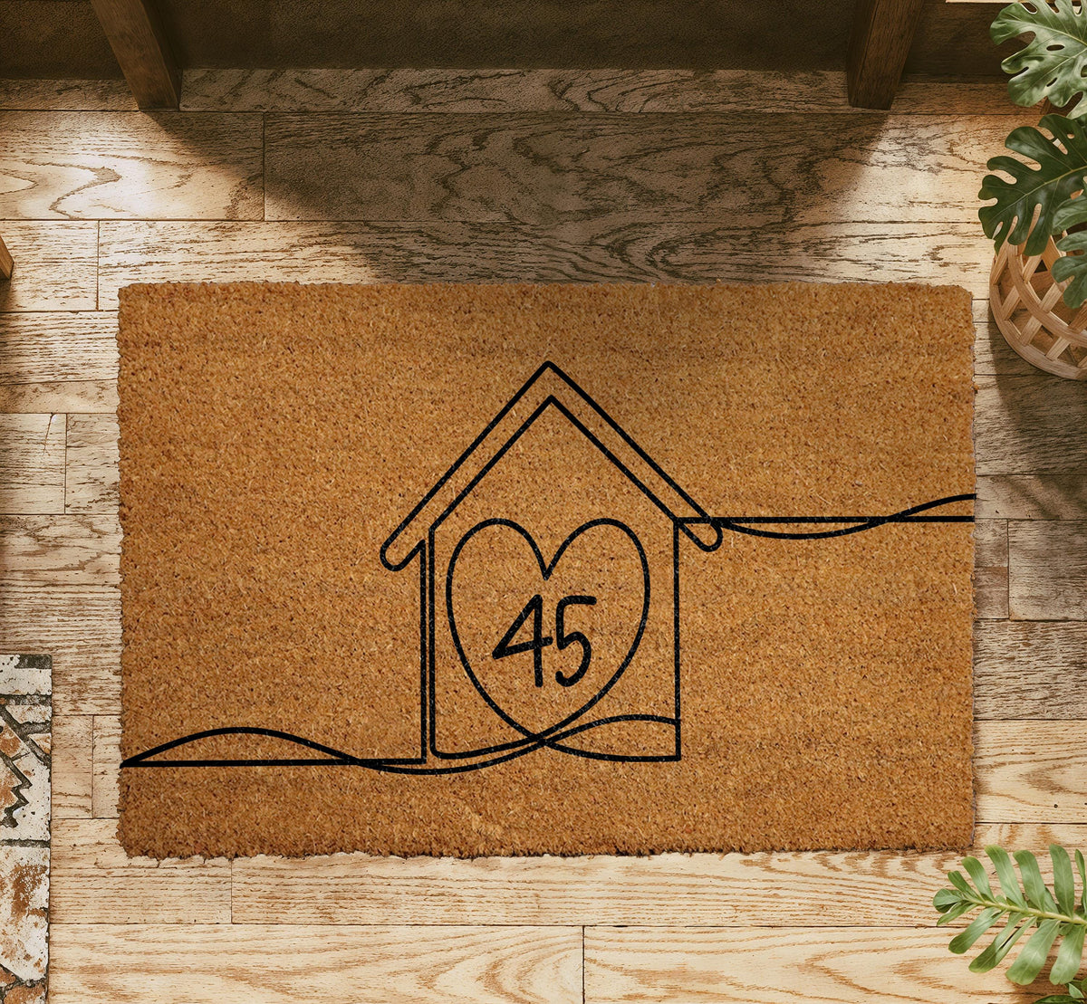 Custom House Number Welcome Mat, Minimalist Home Entrance Doormat