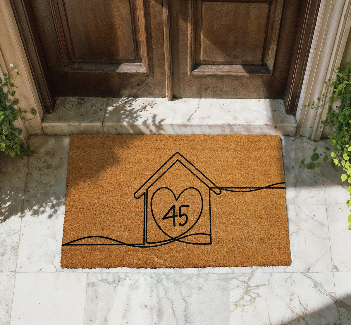 Custom House Number Welcome Mat, Minimalist Home Entrance Doormat