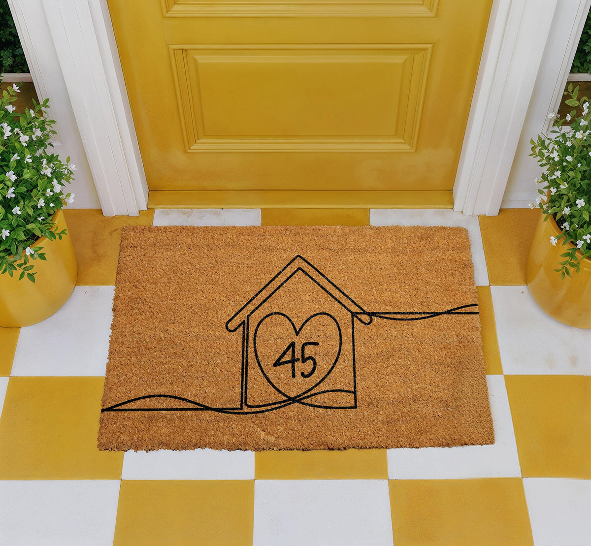 Custom House Number Welcome Mat, Minimalist Home Entrance Doormat