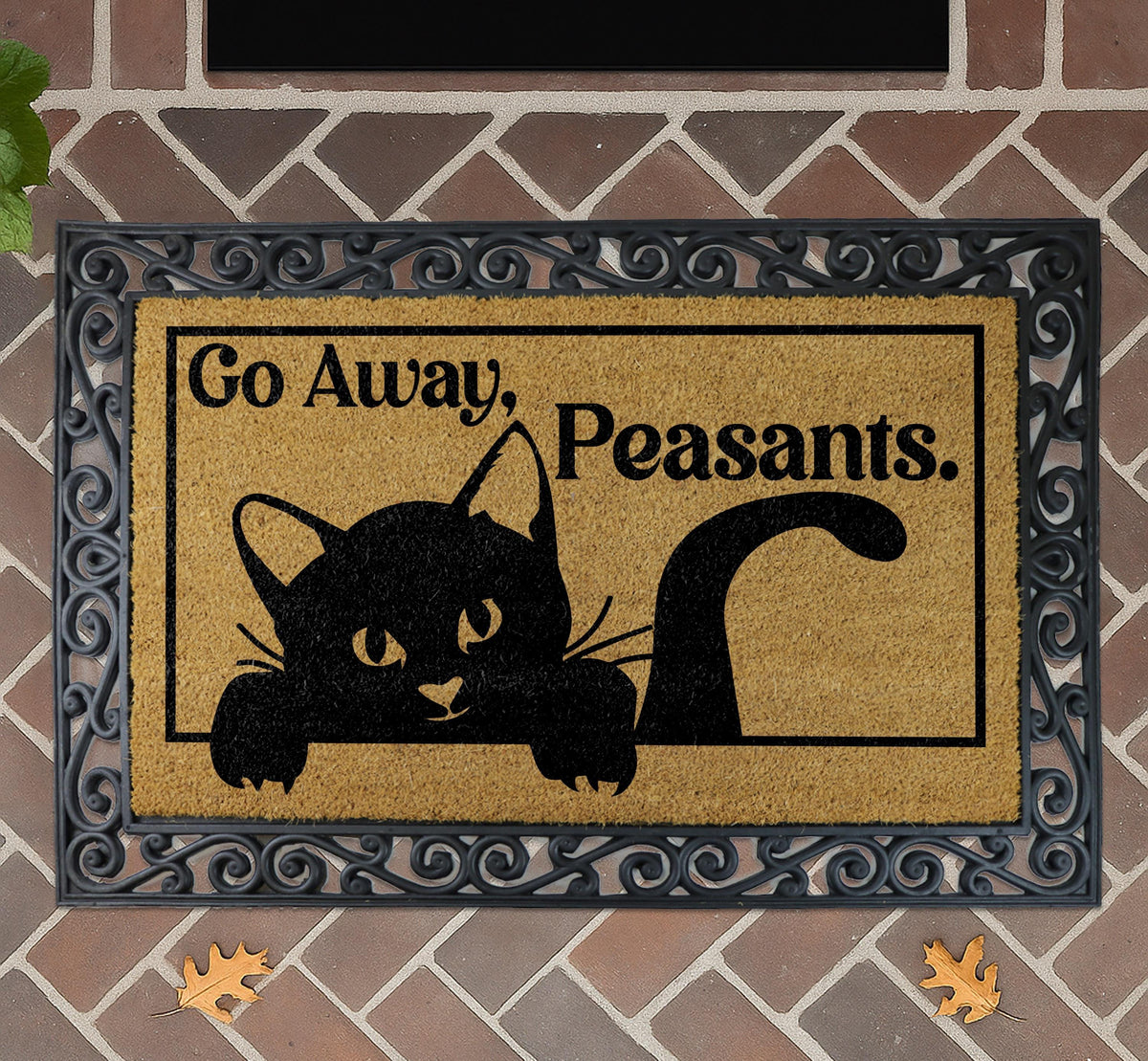 Go Away Peasants Cat Doormat, Funny Cat Welcome Mat, Sarcastic Front Porch Rug, Cat Lover Gift