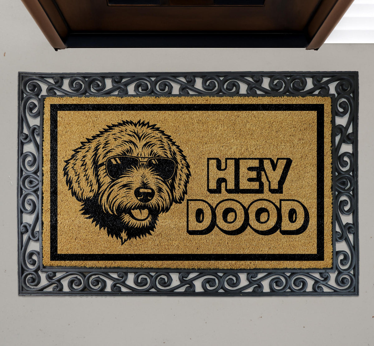 Hey Dood Golden Doodle Dog Doormat, Funny Dog Doormat, Labradoodle Doormat, Doodle Owner Gift