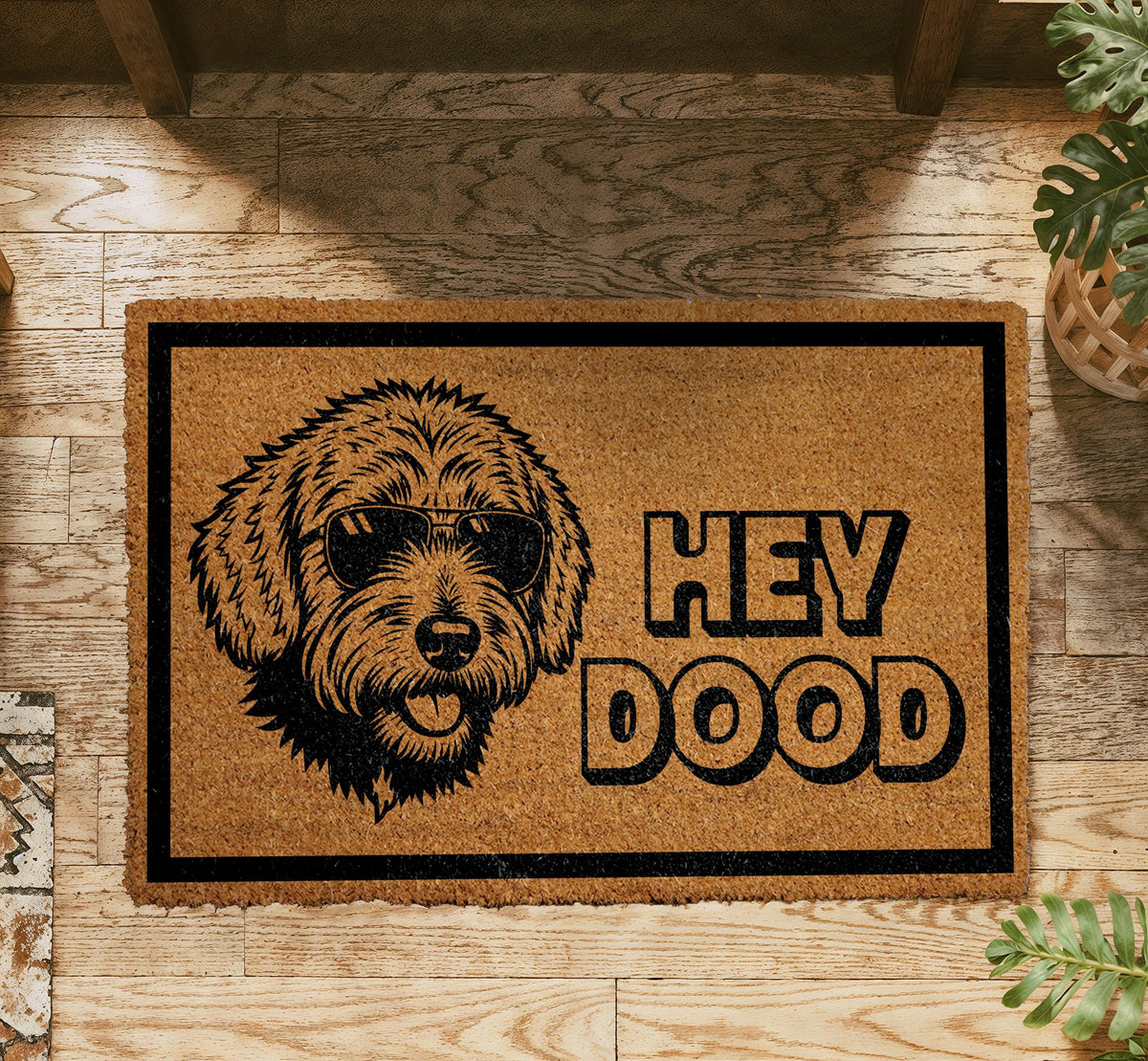 Hey Dood Golden Doodle Dog Doormat, Funny Dog Doormat, Labradoodle Doormat, Doodle Owner Gift