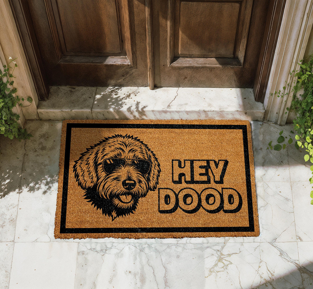 Hey Dood Golden Doodle Dog Doormat, Funny Dog Doormat, Labradoodle Doormat, Doodle Owner Gift