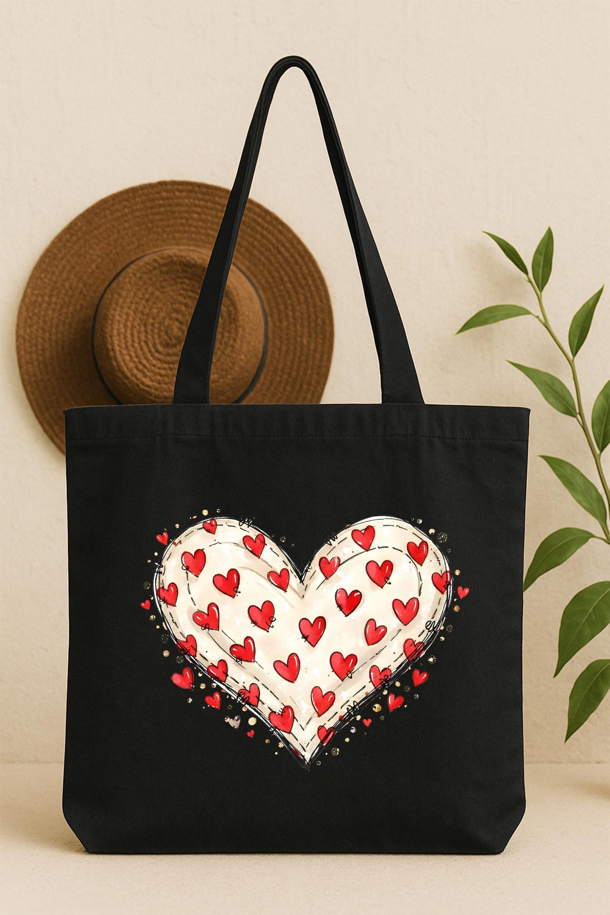 Valentine's Day Heart Tote Bag, Red Hearts Tote Bag, Valentine's Day Gift Bag