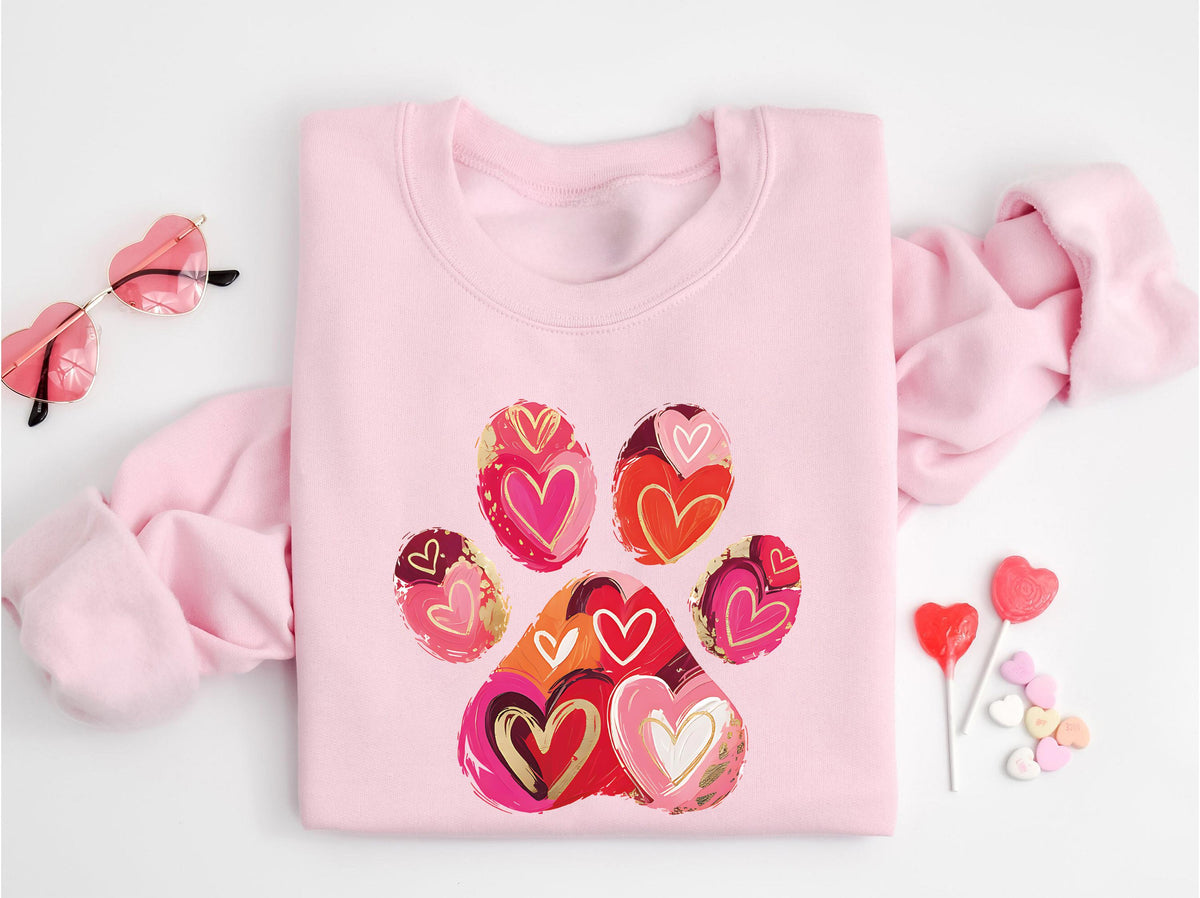 Dog Paw Valentine Sweatshirt, Dog Mom Valentine's Day Sweatshirt, Love Bite Sweatshirt, Dog Lover Hoodie, Heart Paw Print Sweatshirt