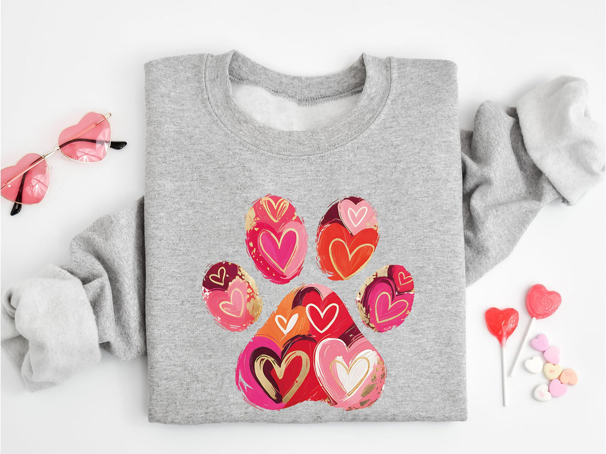 Dog Paw Valentine Sweatshirt, Dog Mom Valentine's Day Sweatshirt, Love Bite Sweatshirt, Dog Lover Hoodie, Heart Paw Print Sweatshirt