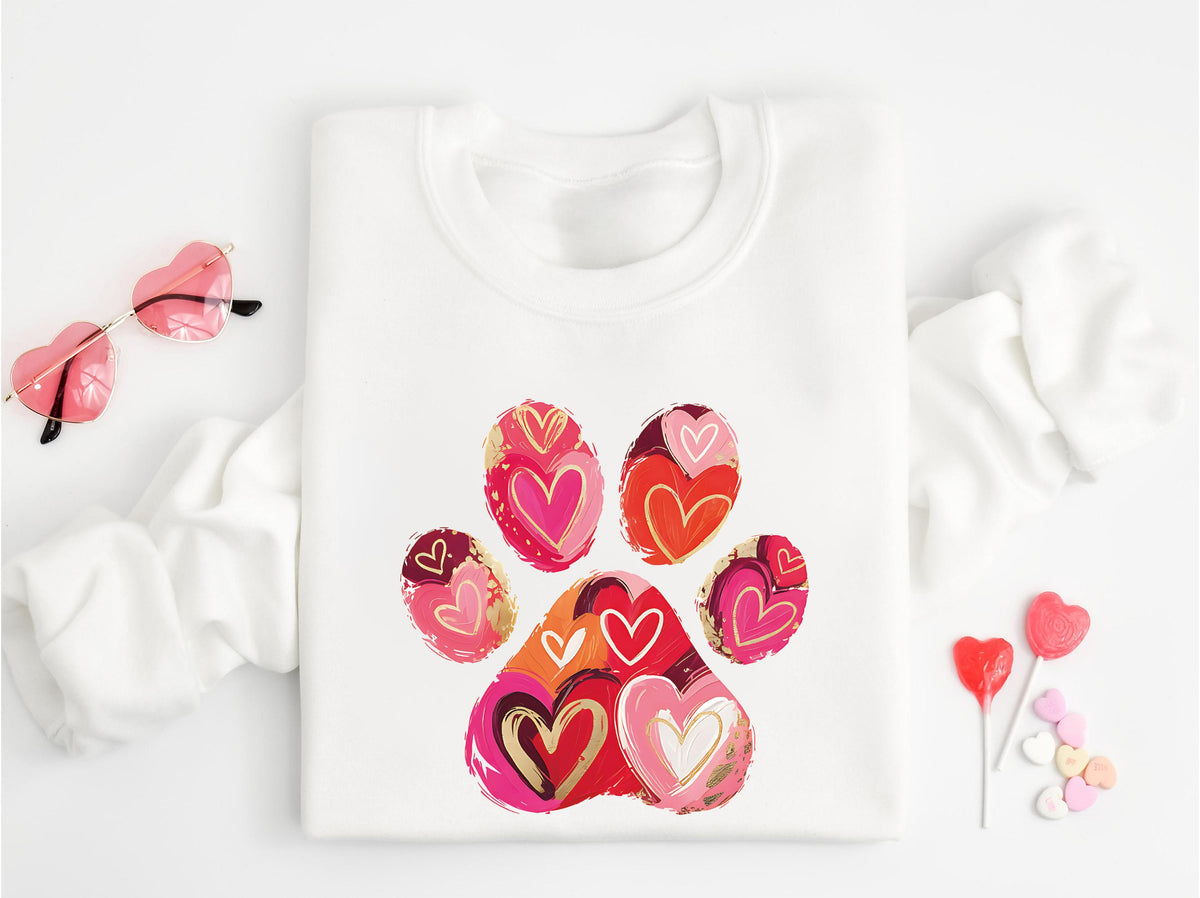 Dog Paw Valentine Sweatshirt, Dog Mom Valentine's Day Sweatshirt, Love Bite Sweatshirt, Dog Lover Hoodie, Heart Paw Print Sweatshirt