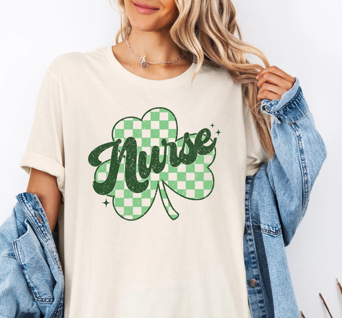 Checkered Clover Nurse Shirt, St Patrick's Day Nursing Sweat, St Patty's Nurse Gift Tee