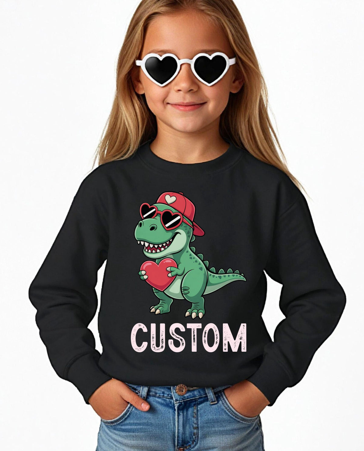 Custom Name Dinosaur Valentine Sweatshirt, Boys Retro Valentine Sweater, Funny Kids Valentine Hoodie, Boys Dino Valentines Day Sweater