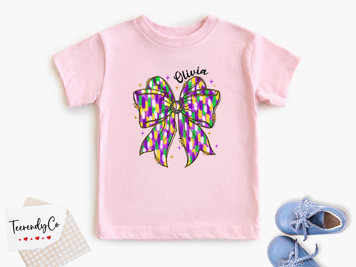 Coquette Bow Mardi Gras Shirt, Custom Mardi Gras Carnival Sweatshirt, Mardi Gras Festival Gift Tee