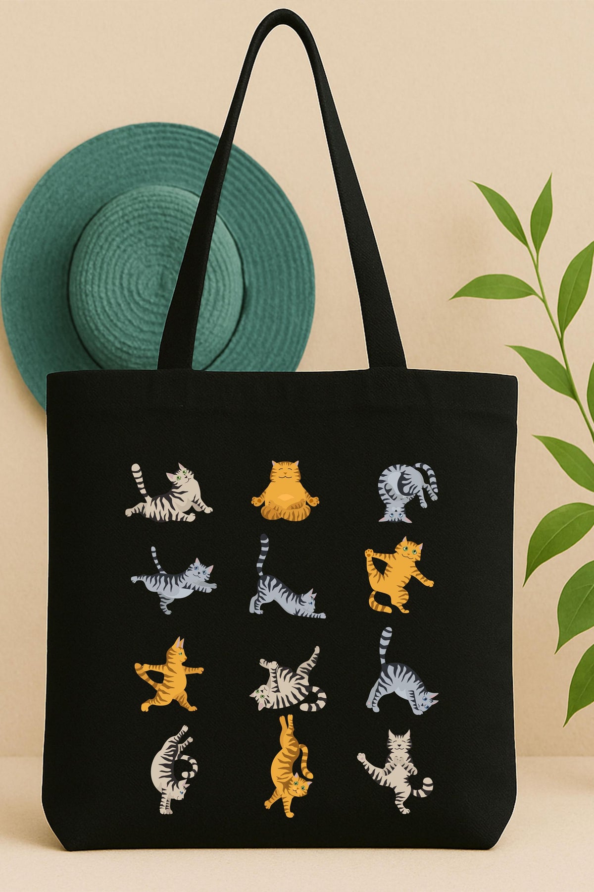 Yoga Cat Tote Bag, Cat Lover Gift Tote, Yoga Lover Tote Bag, Yoga Teacher Gift Tote