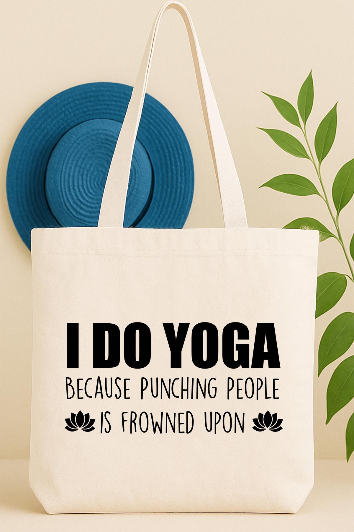 I Do Yoga Because Punching People is Frowned Upon Tote Bag, Yoga Lover Tote Bag, Yoga Teacher Gift Tote