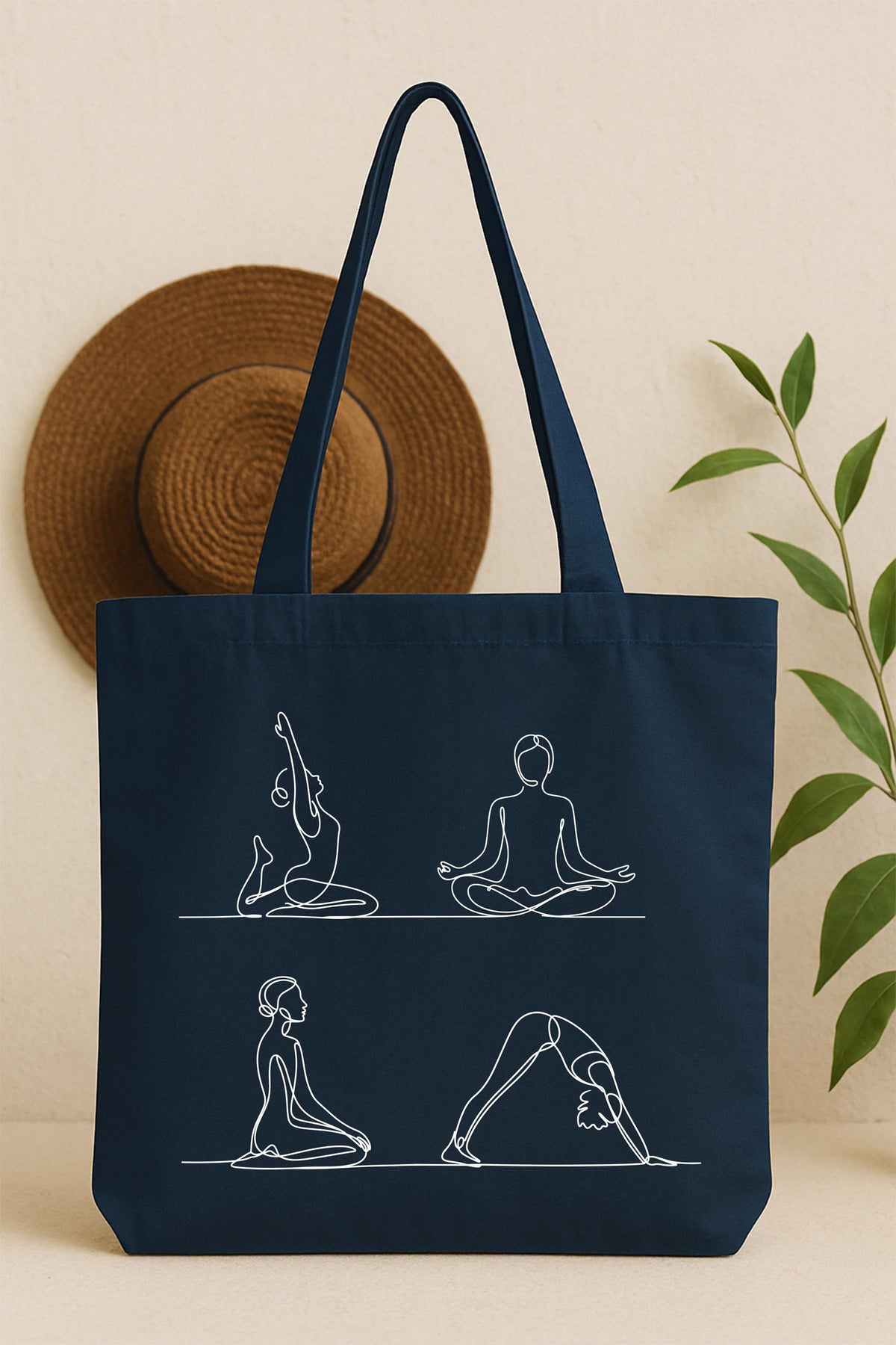 Yoga Poses Line Art Tote Bag