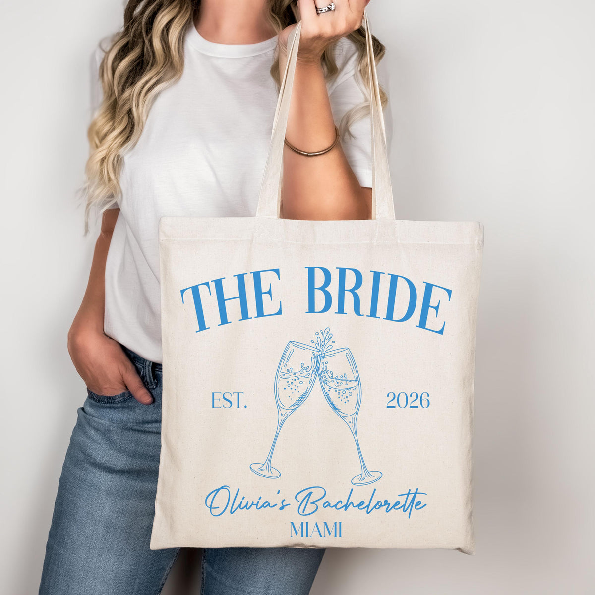 Bride Tote Bag, Personalized Bachelorette Tote Bag, Luxury Wedding Party Canvas Bag, Bridesmaid Gift