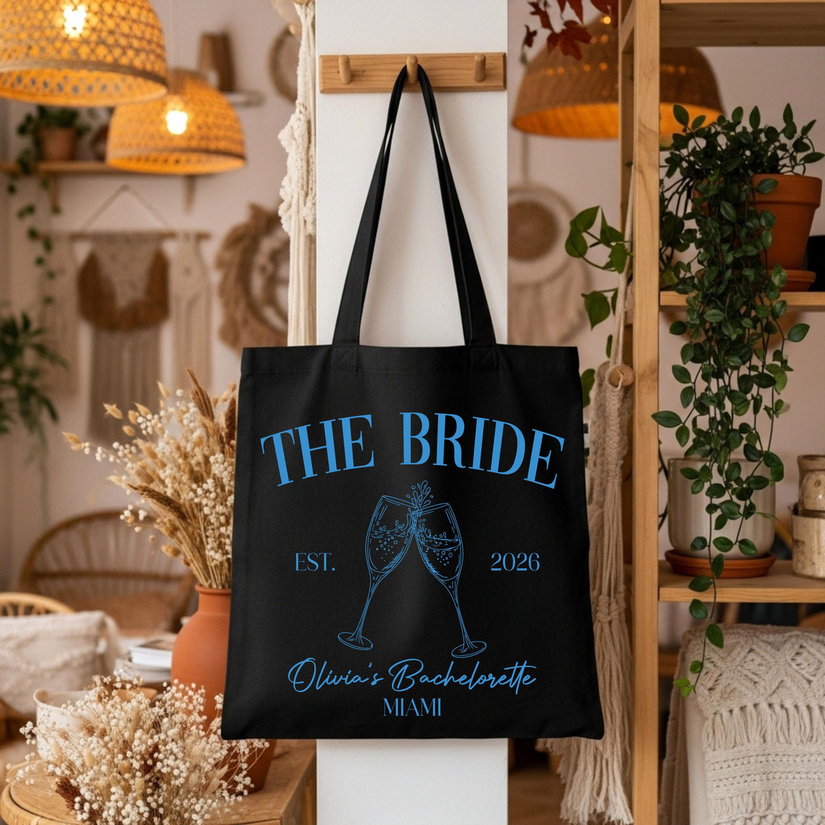 Bride Tote Bag, Personalized Bachelorette Tote Bag, Luxury Wedding Party Canvas Bag, Bridesmaid Gift