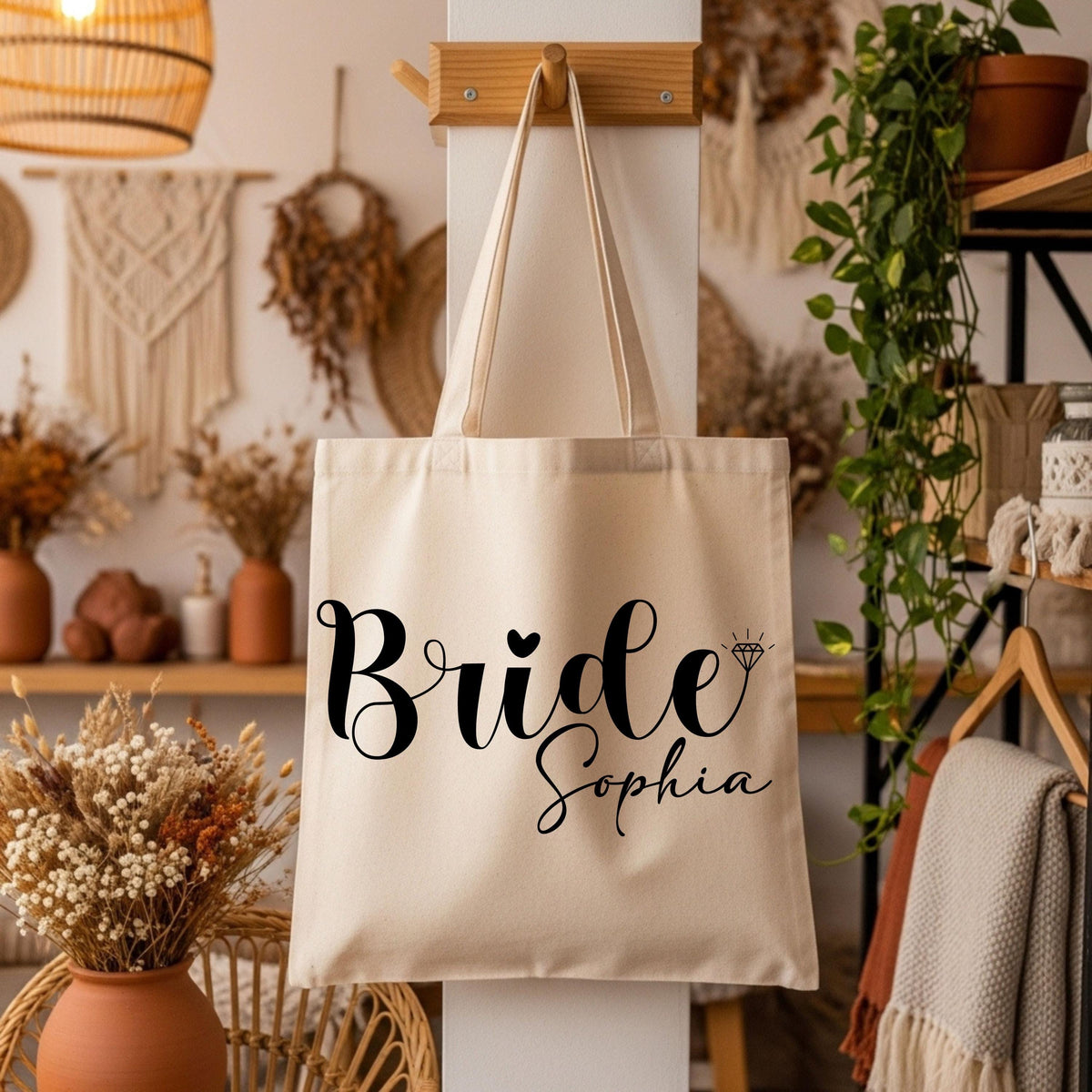 Custom Bride Tote Bag, Personalized Mrs Name Bridal Shower Gift, Bride Canvas Bag, Wedding Day Tote Bag, Bachelorette Tote Bag